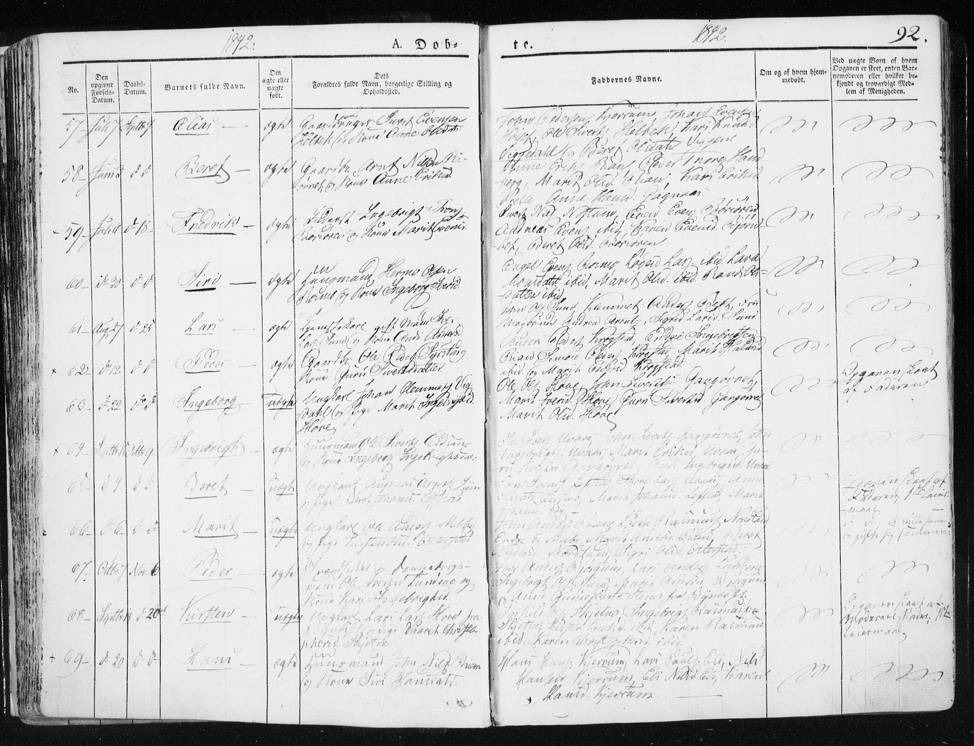 Ministerialprotokoller, klokkerbøker og fødselsregistre - Sør-Trøndelag, SAT/A-1456/665/L0771: Parish register (official) no. 665A06, 1830-1856, p. 92
