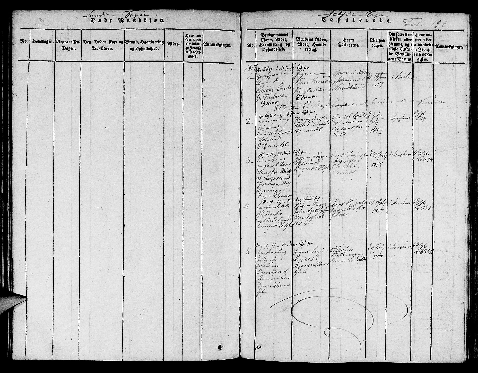 Jelsa sokneprestkontor, SAST/A-101842/01/V: Parish register (copy) no. B 1 /1, 1816-1828, p. 192