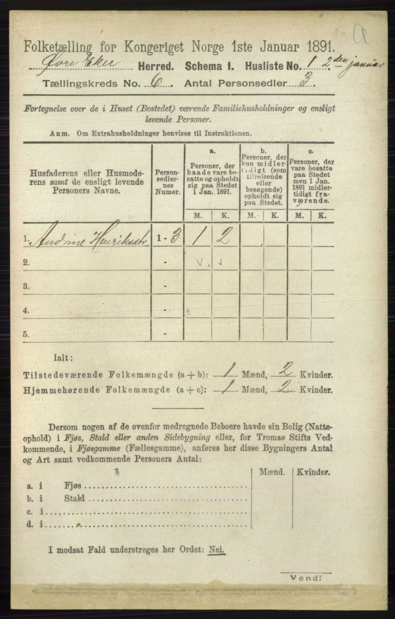 RA, 1891 census for 0624 Øvre Eiker, 1891, p. 2182