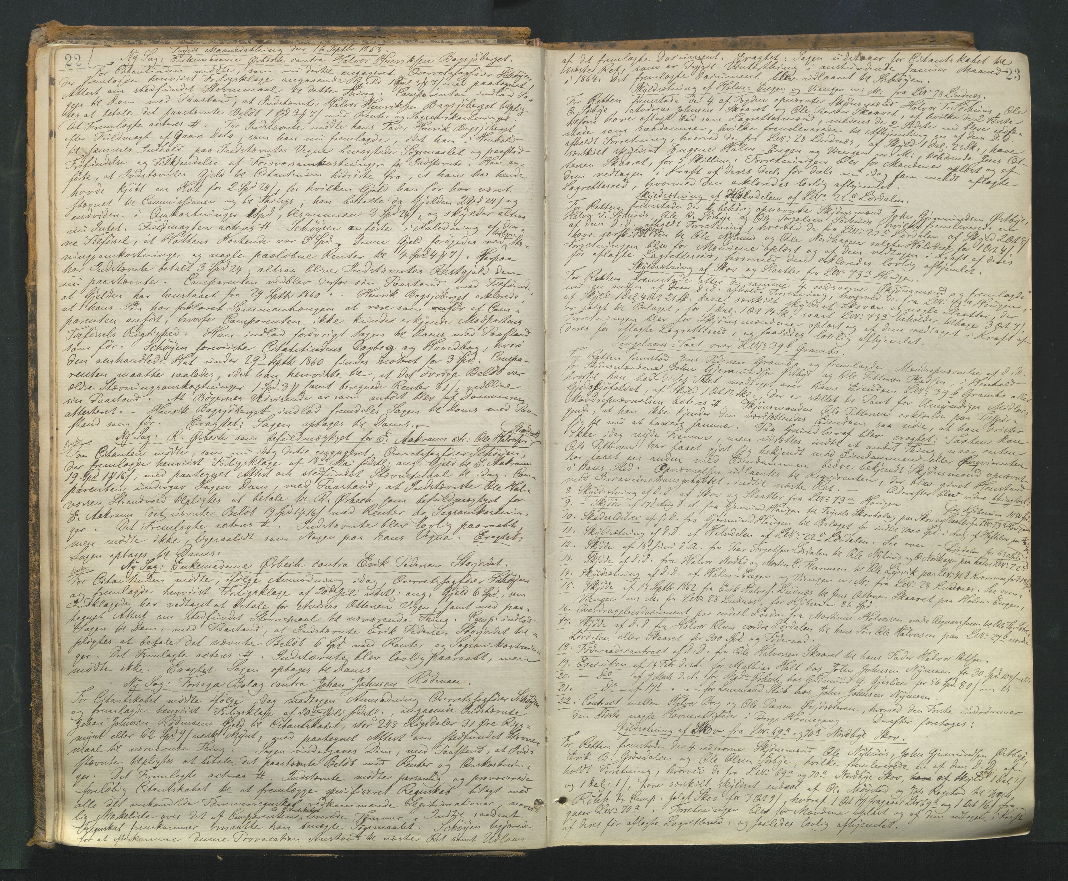 Sør-Østerdal sorenskriveri, AV/SAH-TING-018/G/Gb/L0004: Tingbok, 1863-1871, p. 22-23