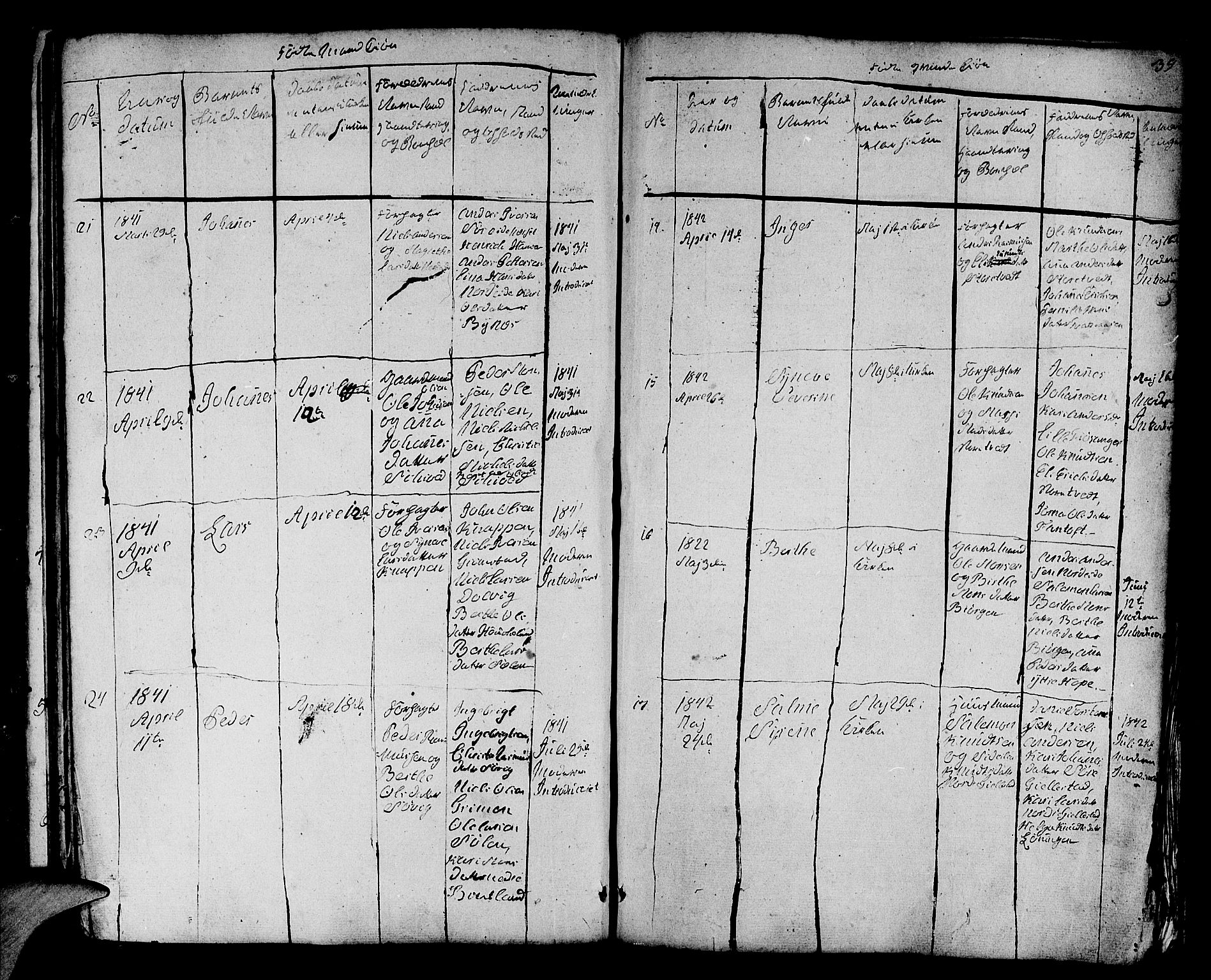 Fana Sokneprestembete, AV/SAB-A-75101/H/Hab/Habb/L0001: Parish register (copy) no. B 1, 1837-1855, p. 39