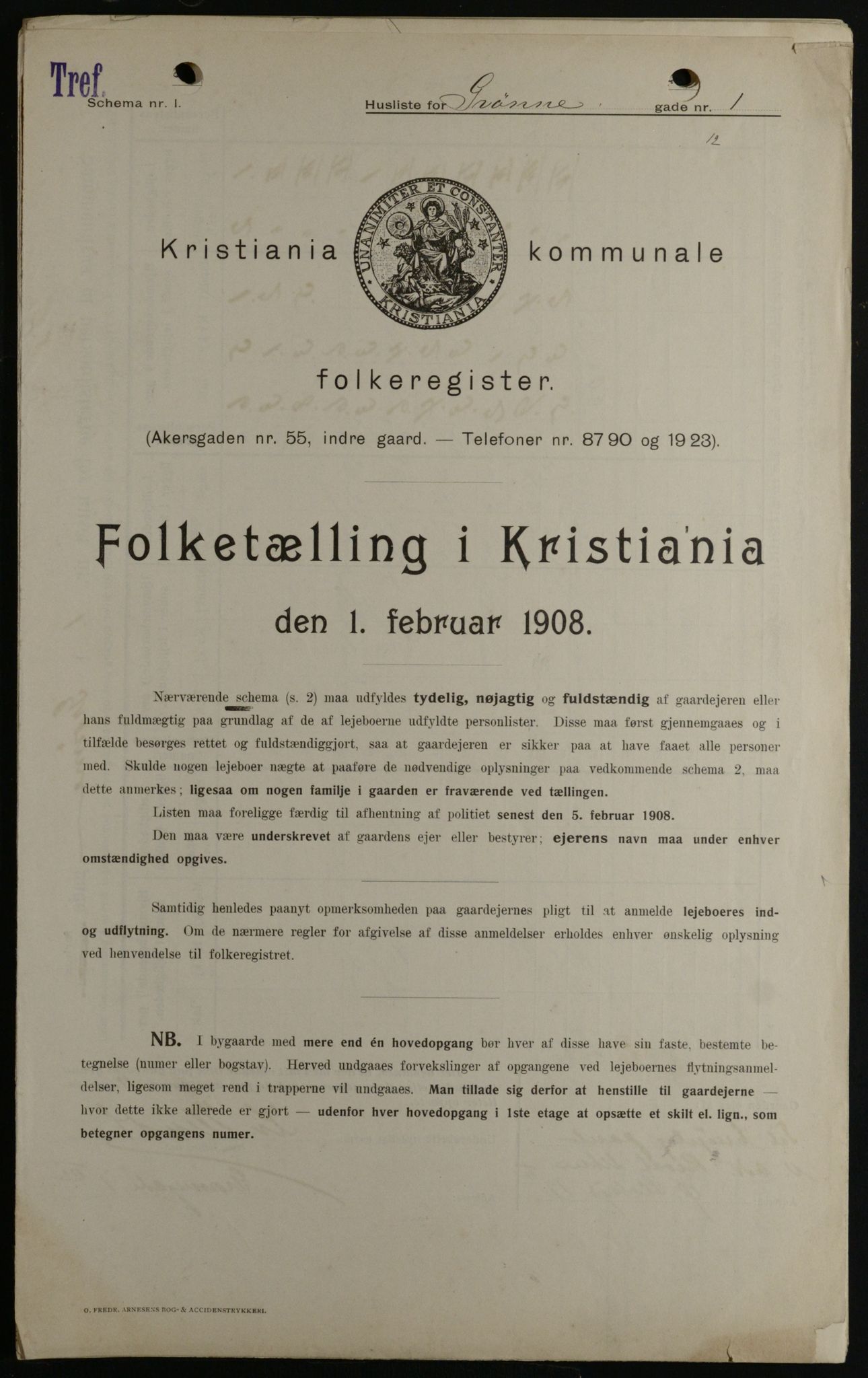 OBA, Municipal Census 1908 for Kristiania, 1908, p. 29155