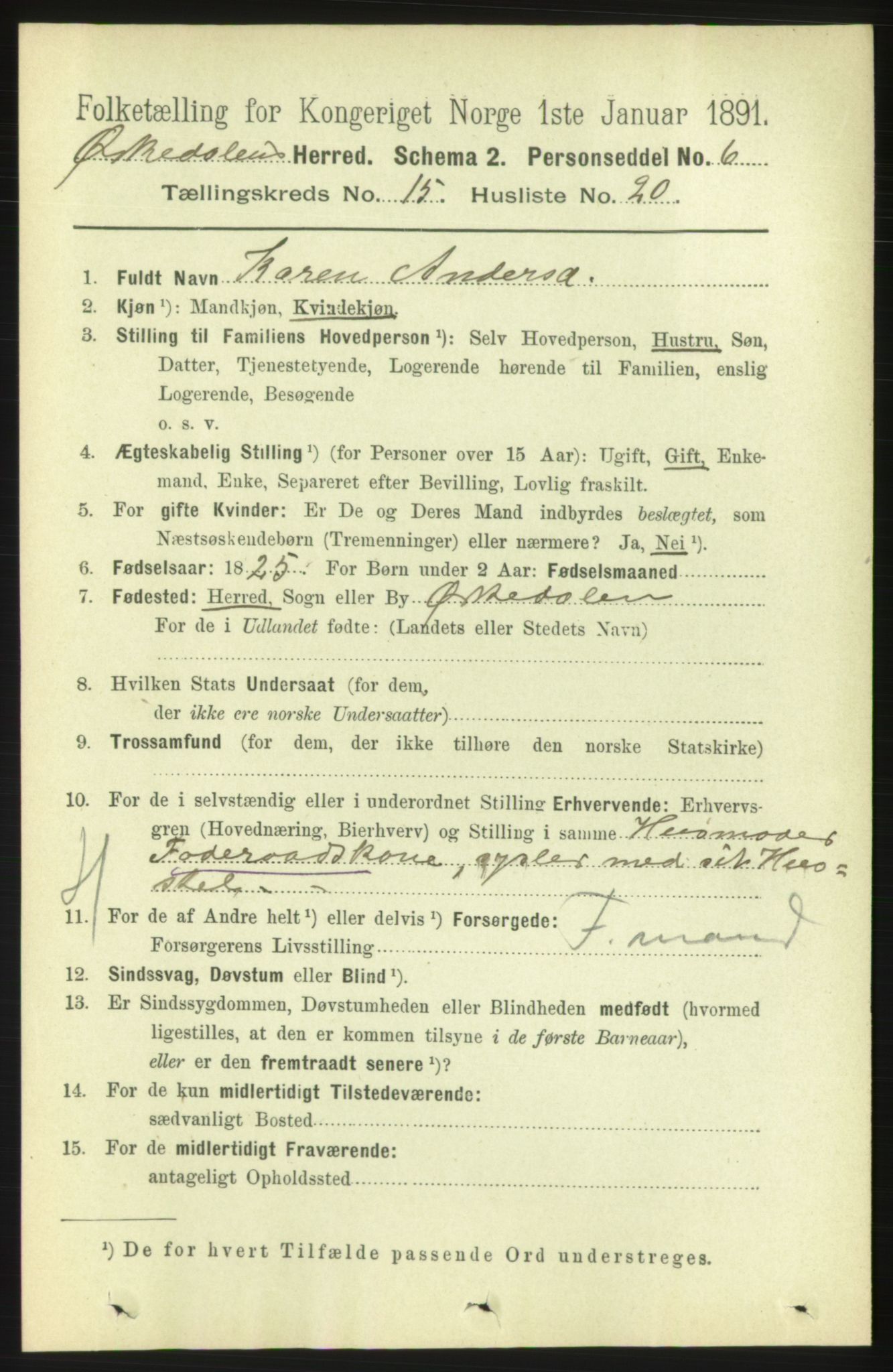 RA, 1891 census for 1638 Orkdal, 1891, p. 7032