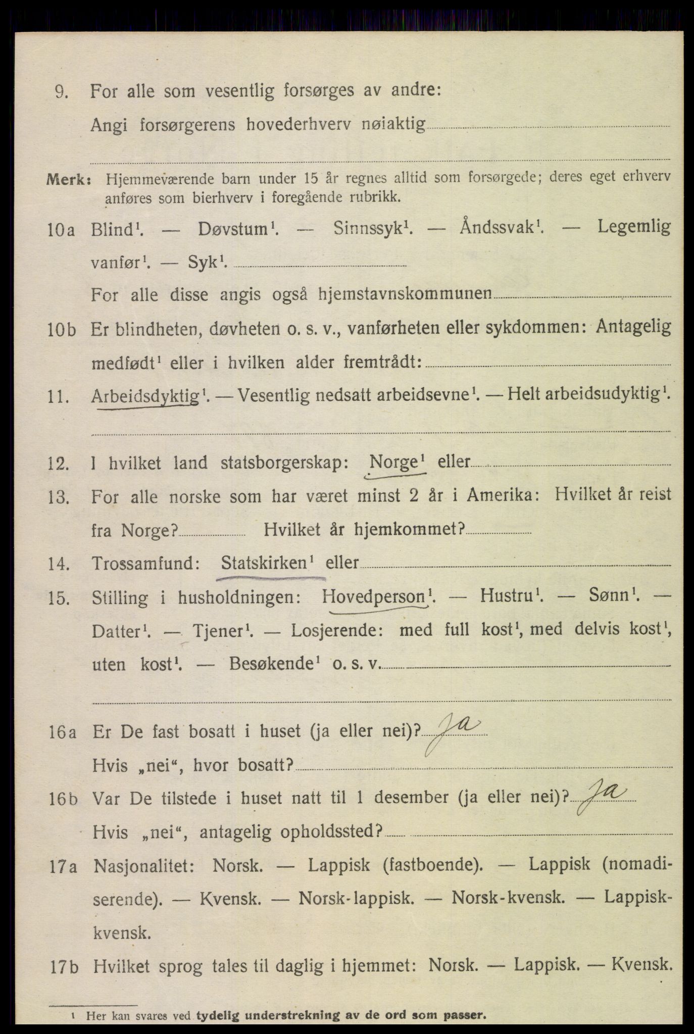 SAT, 1920 census for Flatanger, 1920, p. 3661