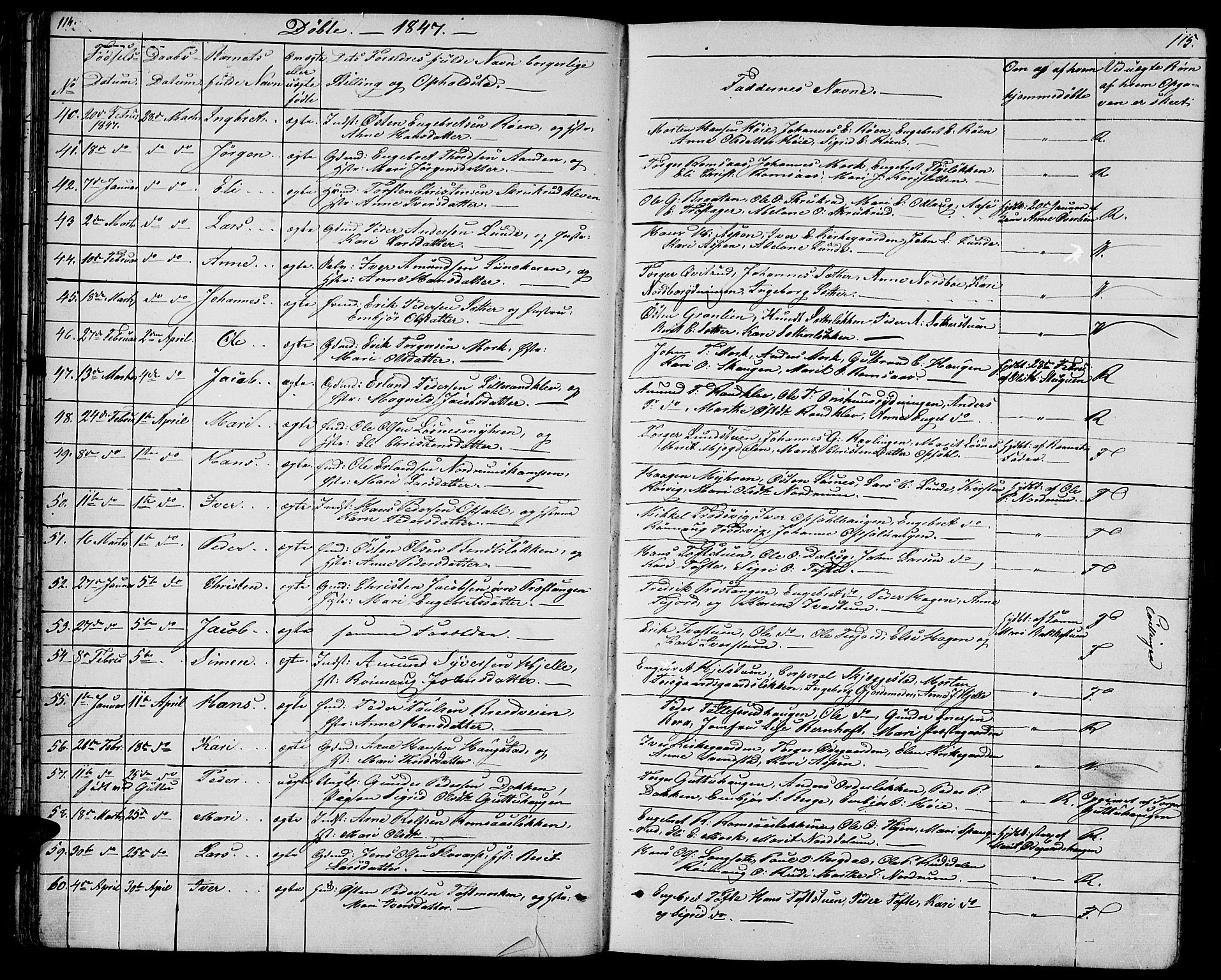 Ringebu prestekontor, SAH/PREST-082/H/Ha/Hab/L0002: Parish register (copy) no. 2, 1839-1853, p. 114-115