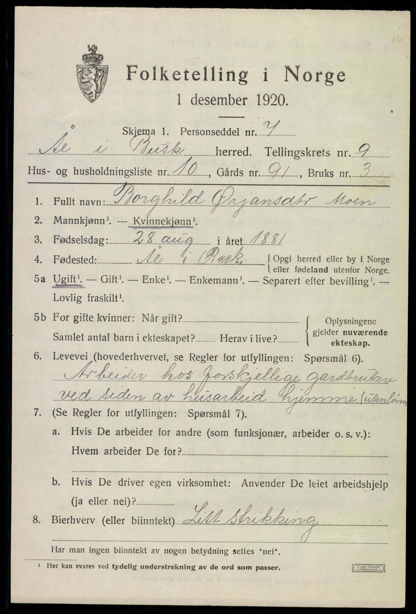 SAKO, 1920 census for Ål, 1920, p. 5786