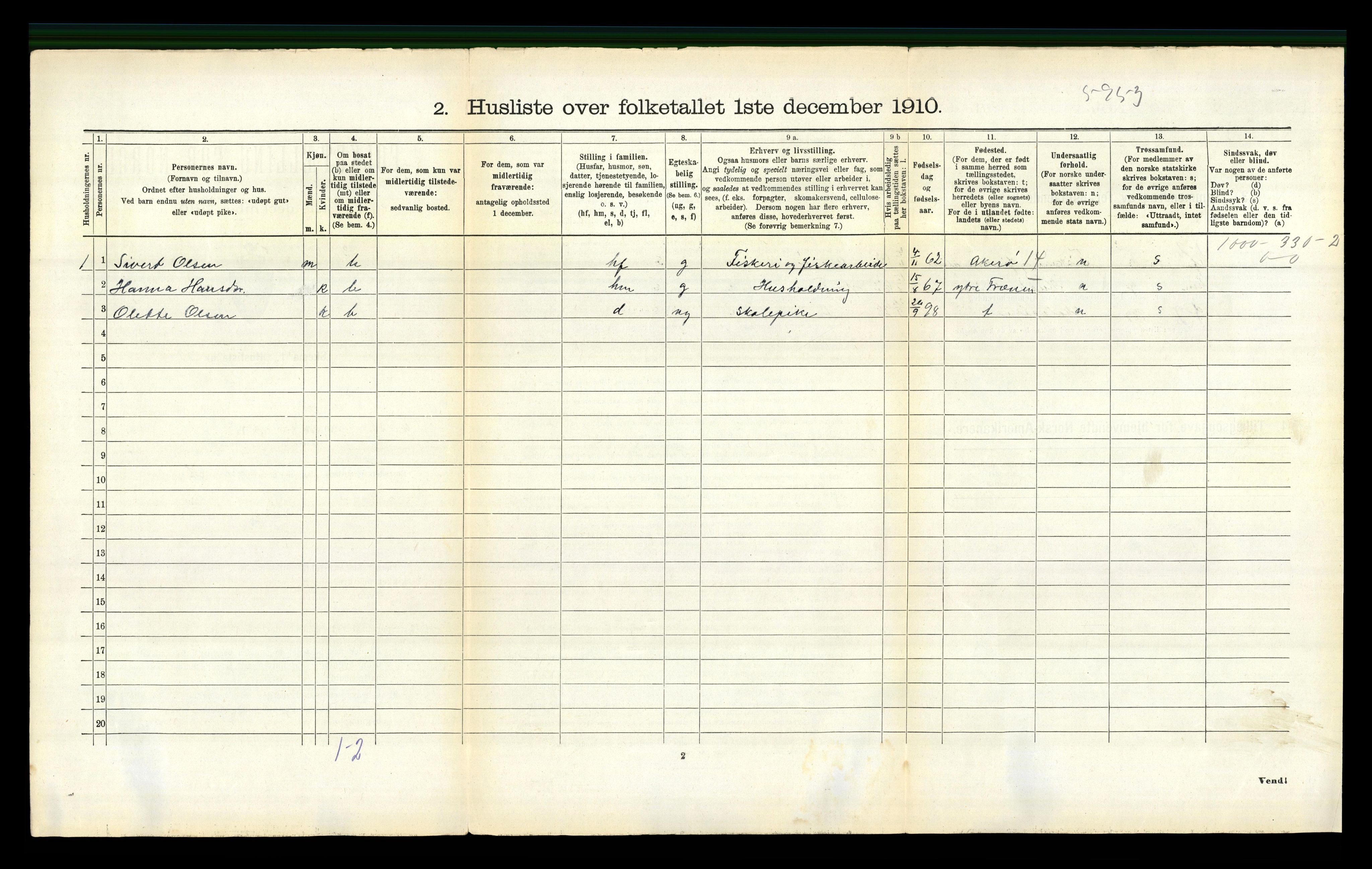 RA, 1910 census for Fræna, 1910, p. 221