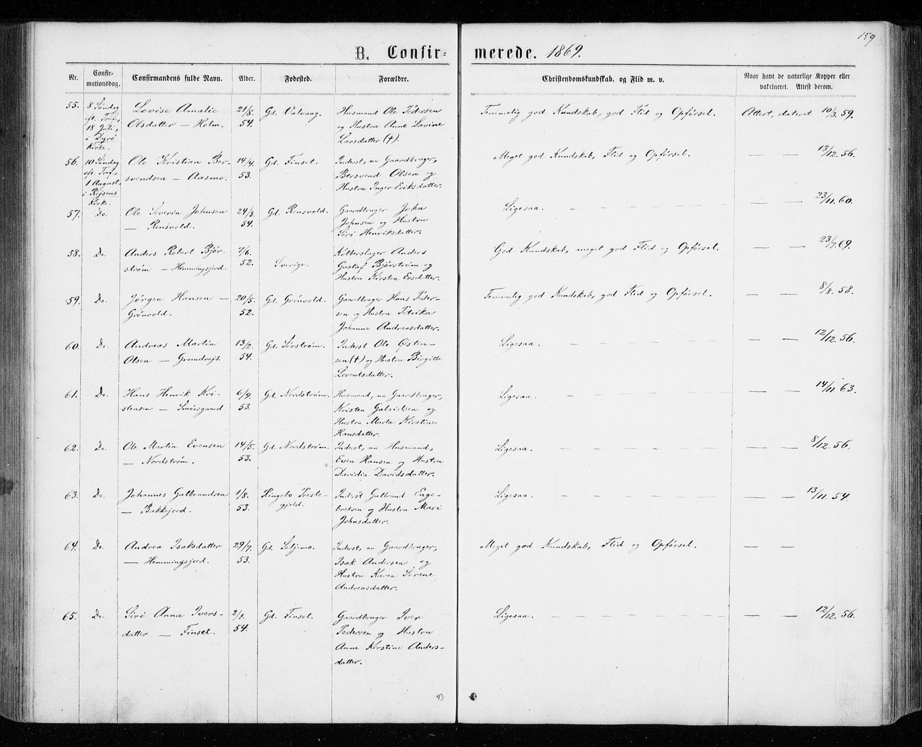 Tranøy sokneprestkontor, AV/SATØ-S-1313/I/Ia/Iaa/L0008kirke: Parish register (official) no. 8, 1867-1877, p. 159