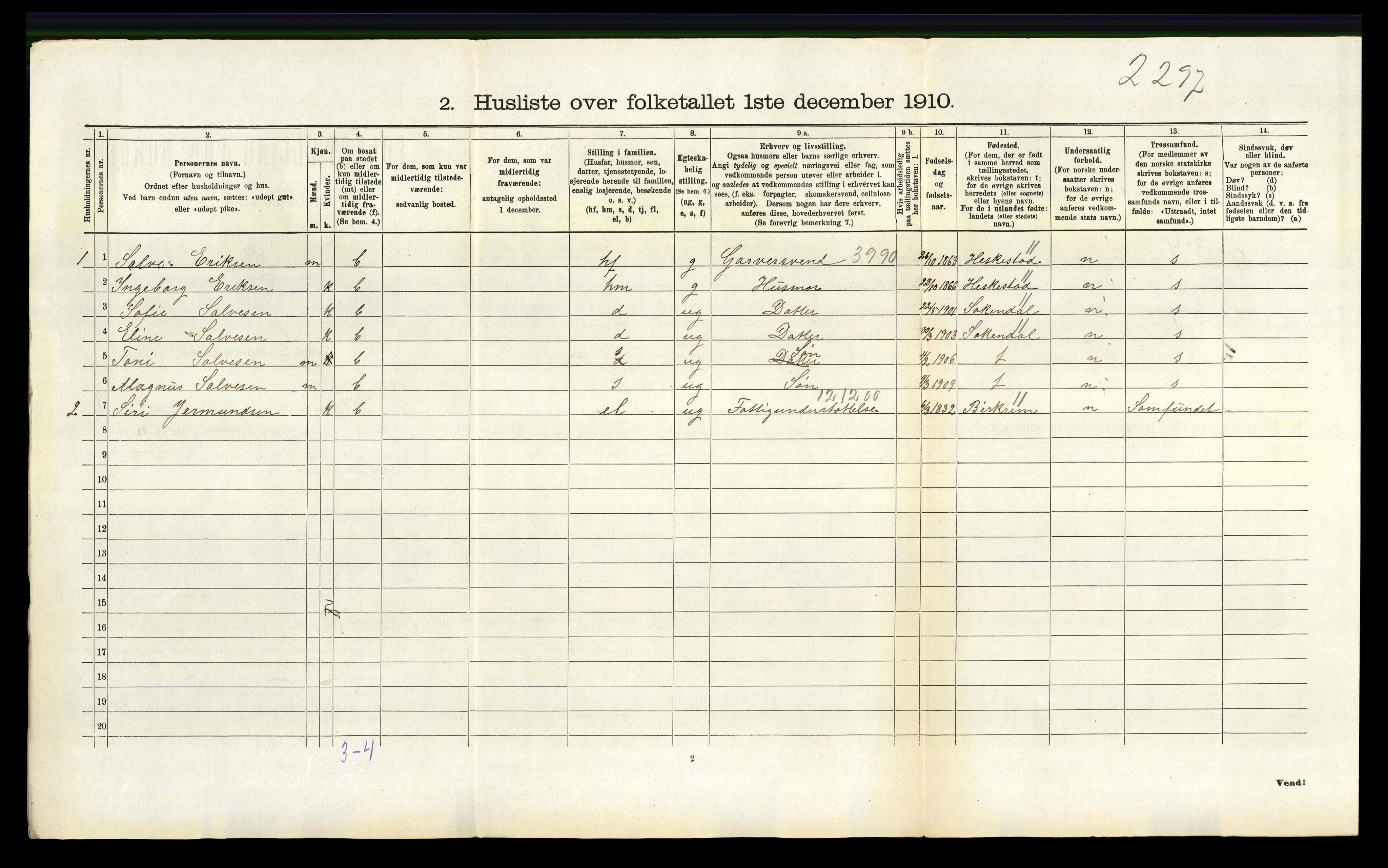 RA, 1910 census for Eigersund, 1910, p. 775