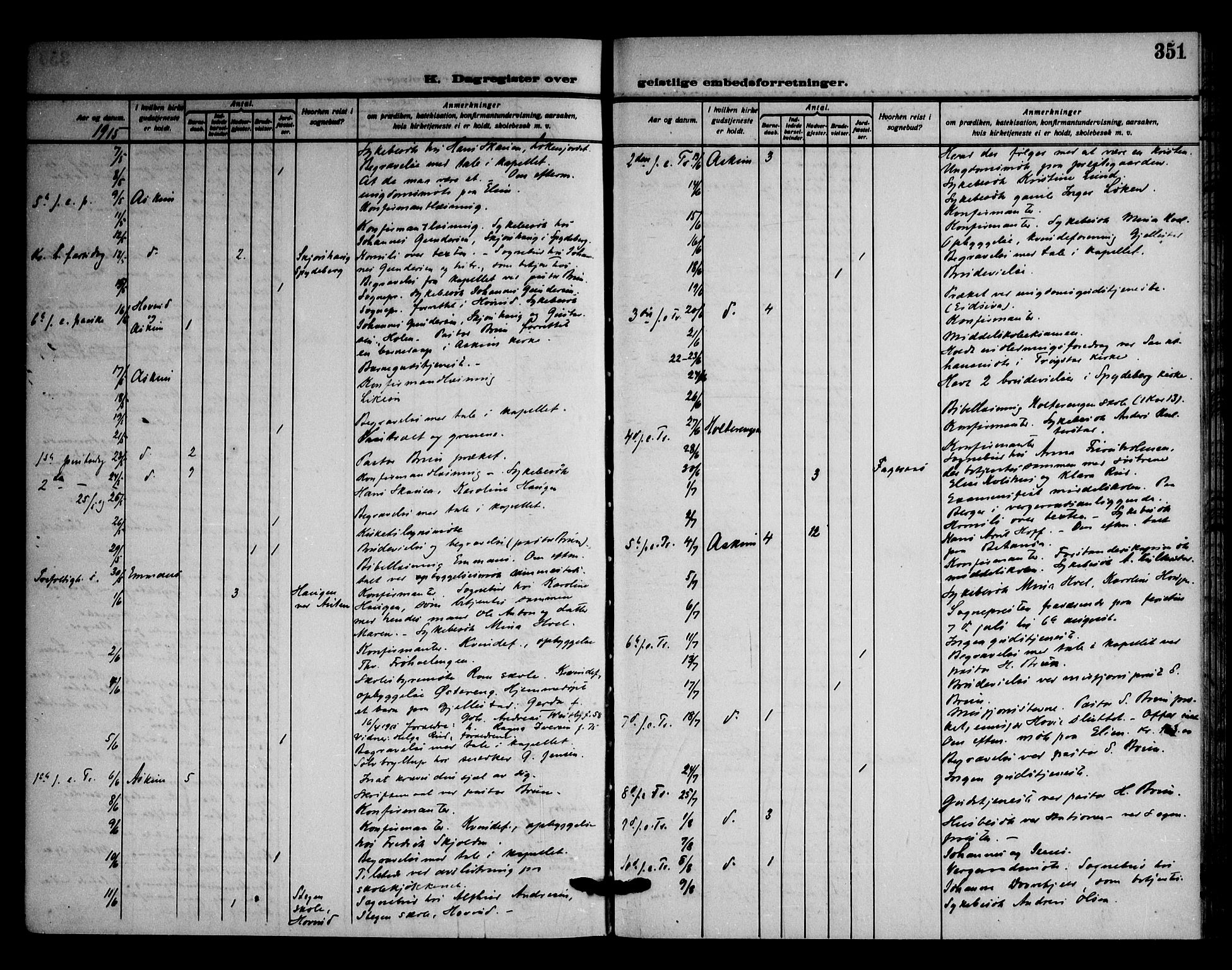 Askim prestekontor Kirkebøker, AV/SAO-A-10900/F/Fa/L0009: Parish register (official) no. 9, 1913-1923, p. 351