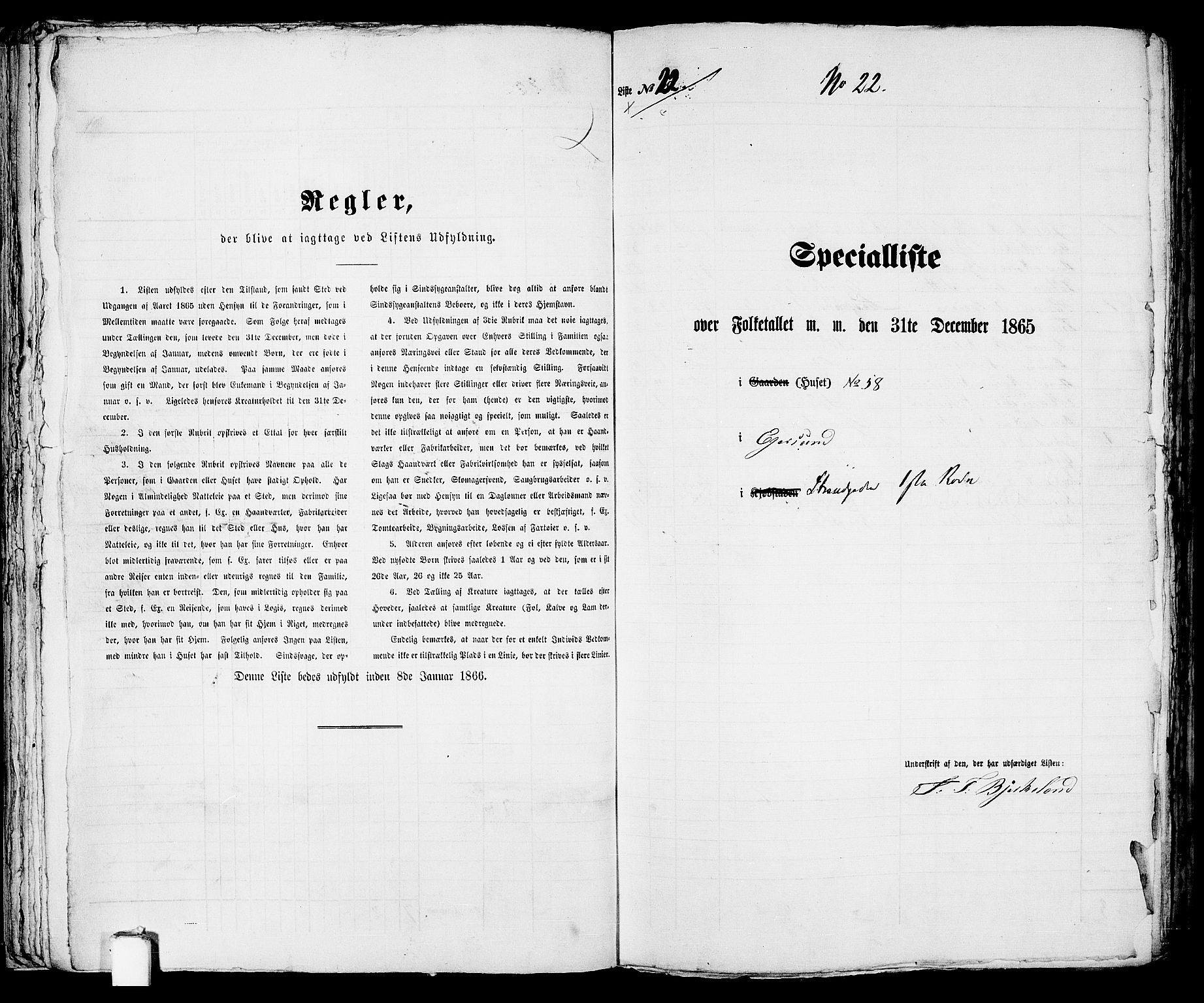 RA, 1865 census for Eigersund parish, Egersund town, 1865, p. 52