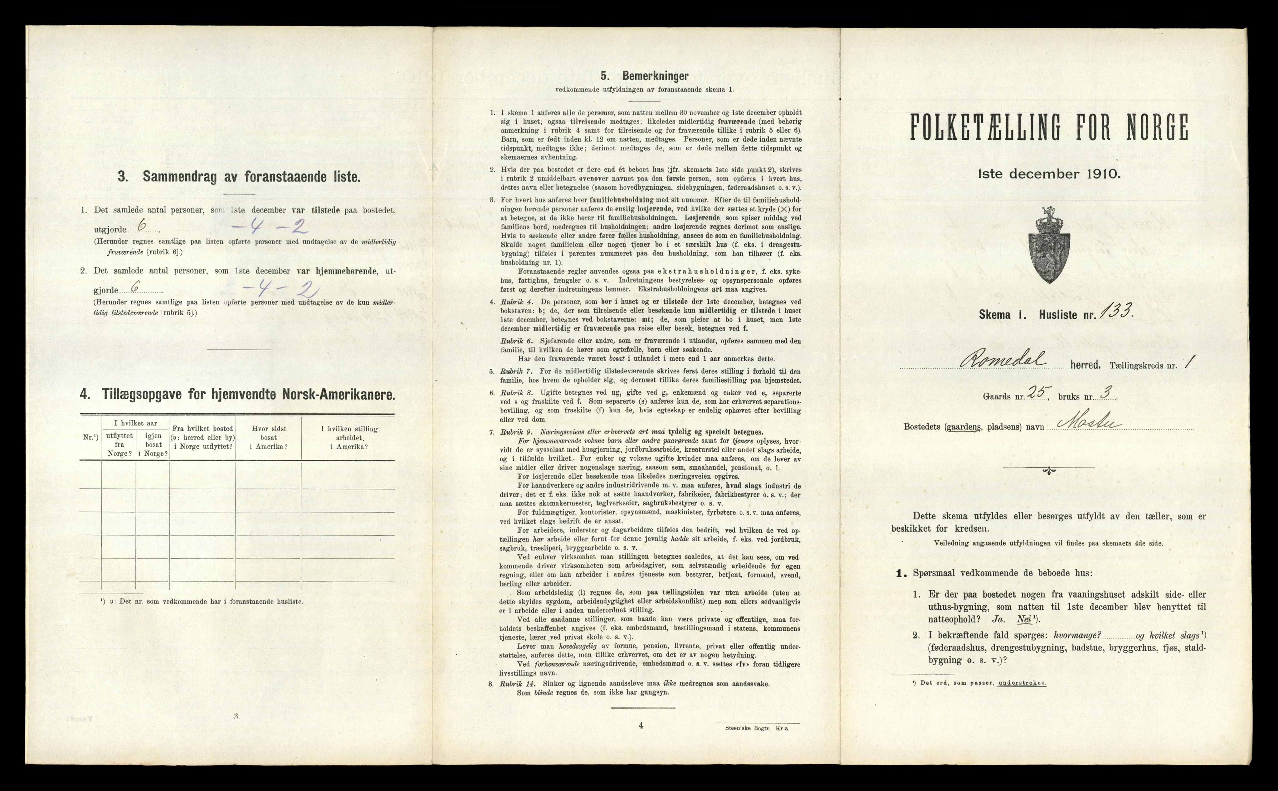 RA, 1910 census for Romedal, 1910, p. 323