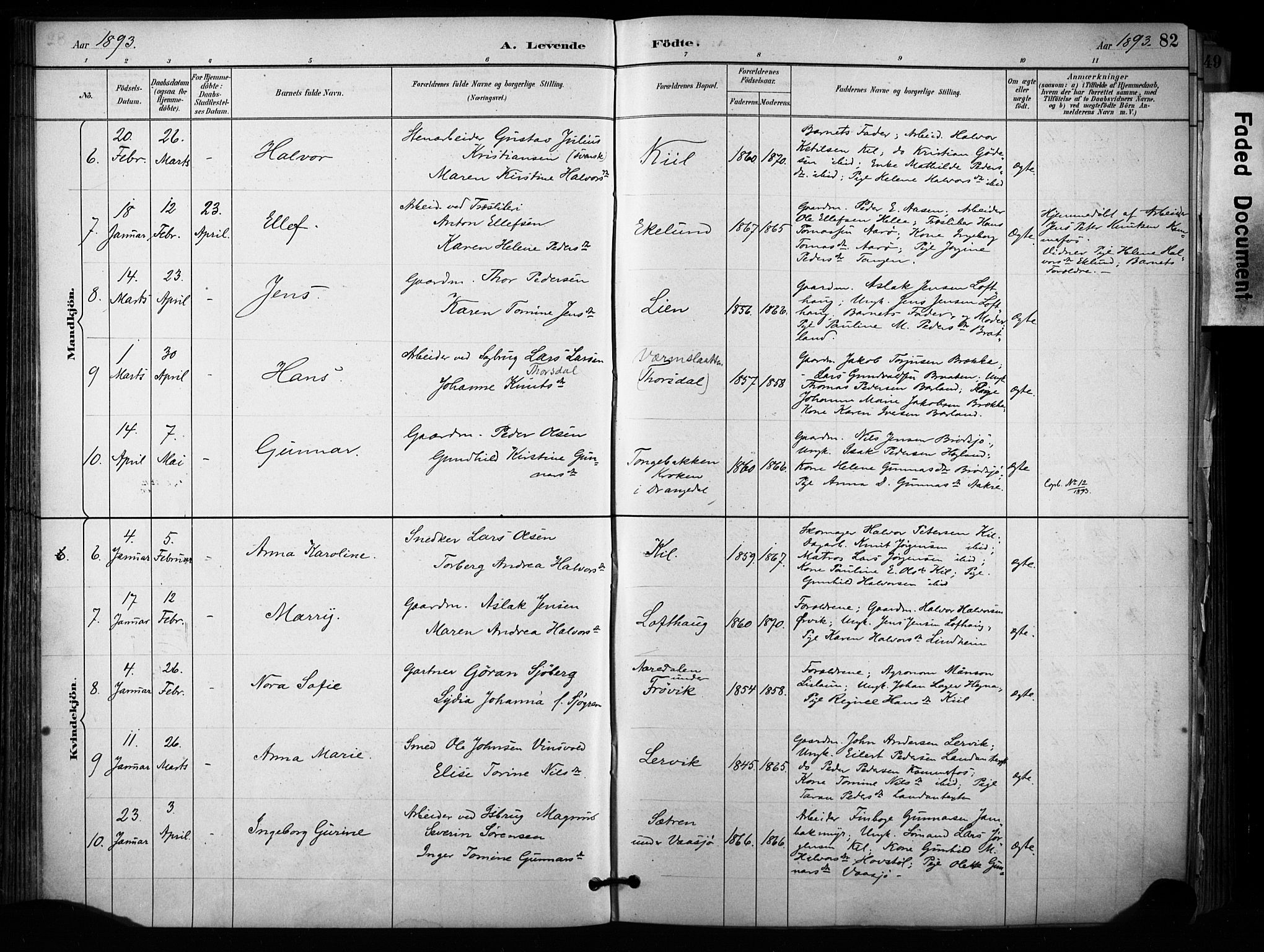 Sannidal kirkebøker, SAKO/A-296/F/Fa/L0015: Parish register (official) no. 15, 1884-1899, p. 82