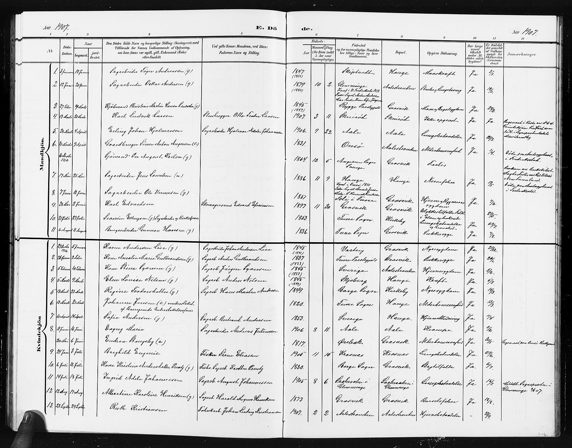 Onsøy prestekontor Kirkebøker, SAO/A-10914/G/Gb/L0001: Parish register (copy) no. II 1, 1903-1911