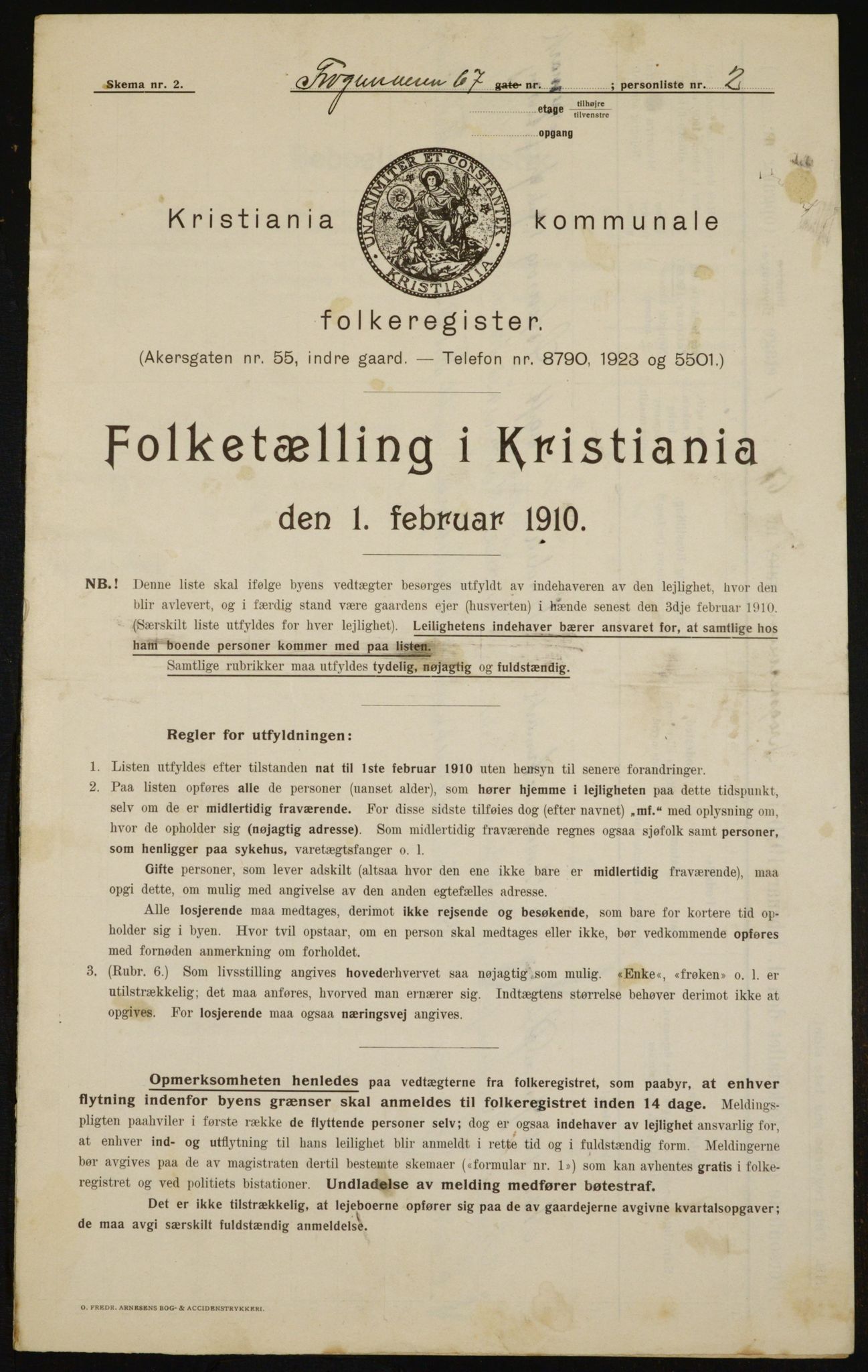 OBA, Municipal Census 1910 for Kristiania, 1910, p. 26167