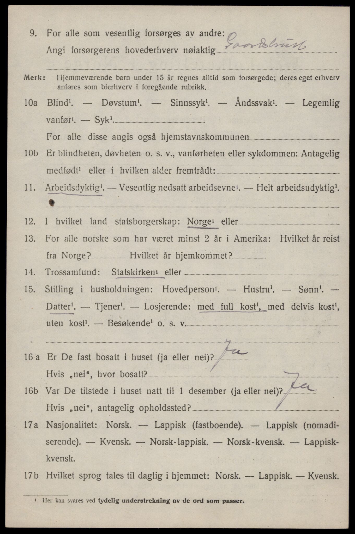 SAT, 1920 census for Flakstad, 1920, p. 2796