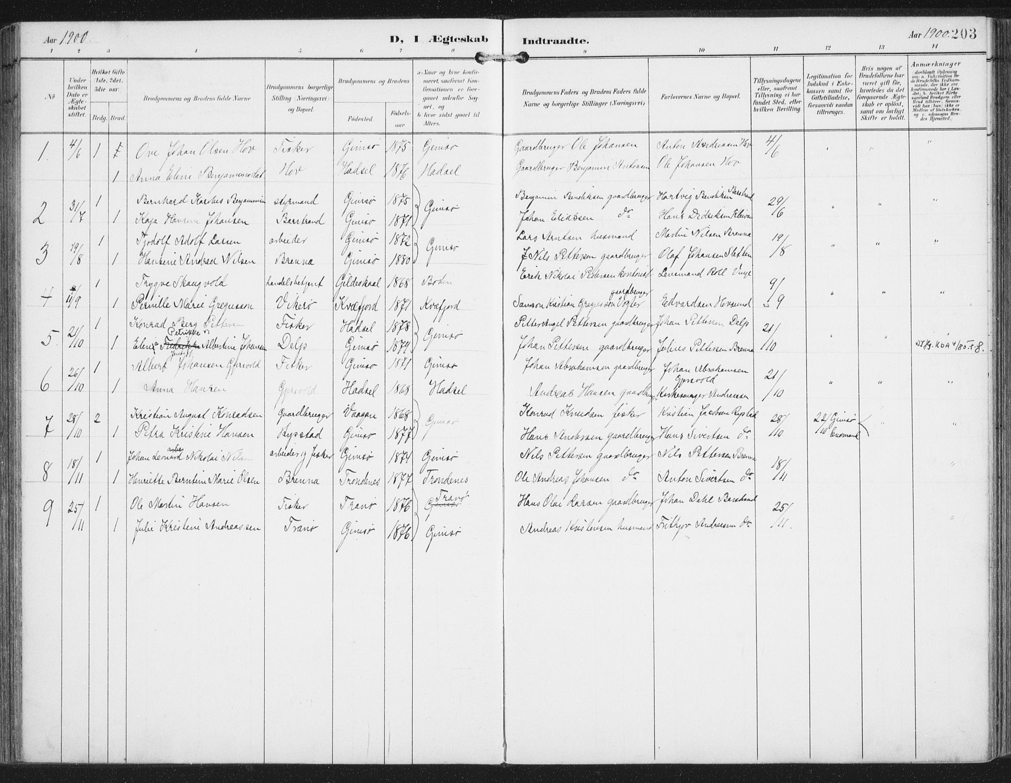 Ministerialprotokoller, klokkerbøker og fødselsregistre - Nordland, SAT/A-1459/876/L1098: Parish register (official) no. 876A04, 1896-1915, p. 203