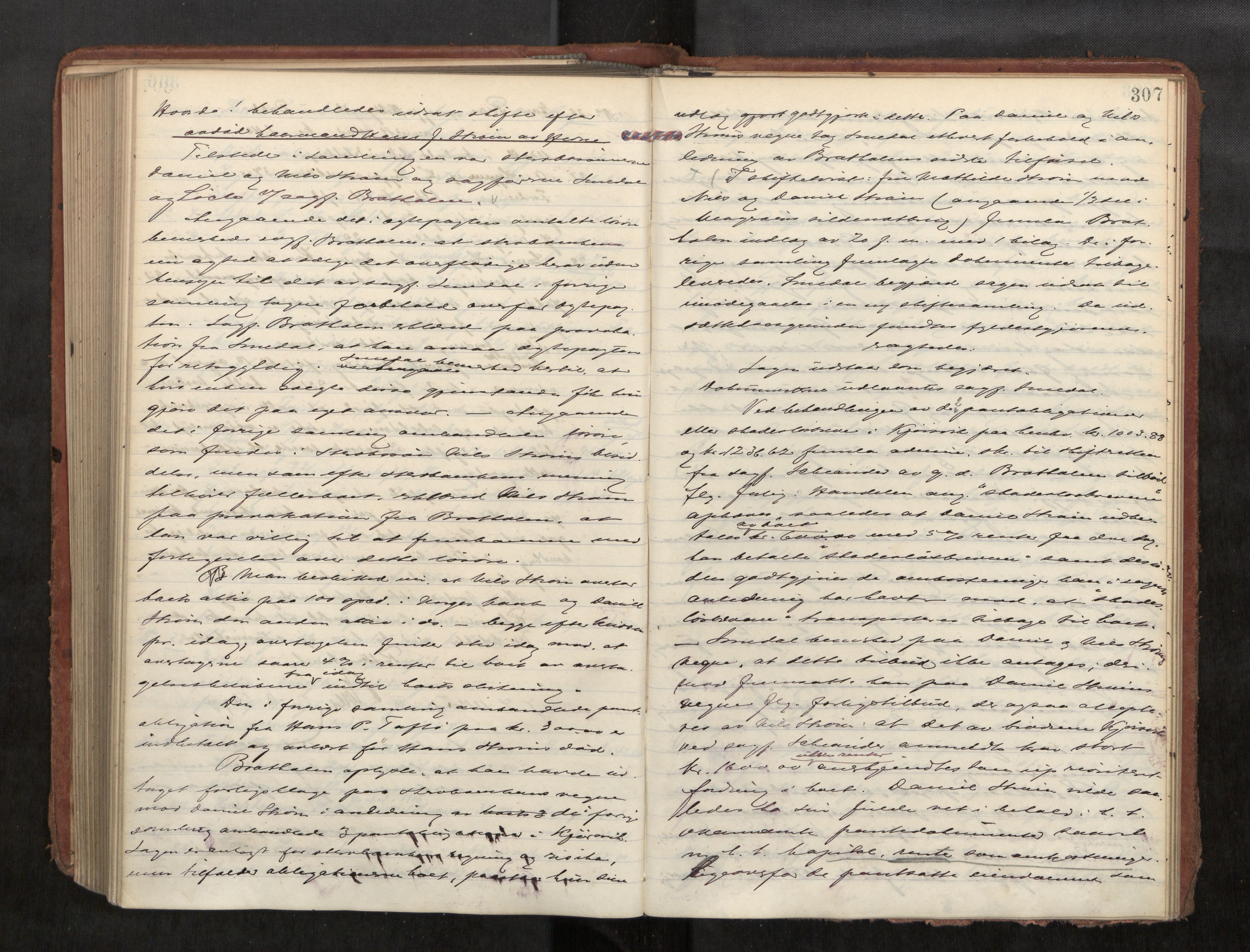 Fosen sorenskriveri, AV/SAT-A-1107/1/3/3B/L0008: Skiftebehandlingsprotokoll, 1904-1907, p. 307