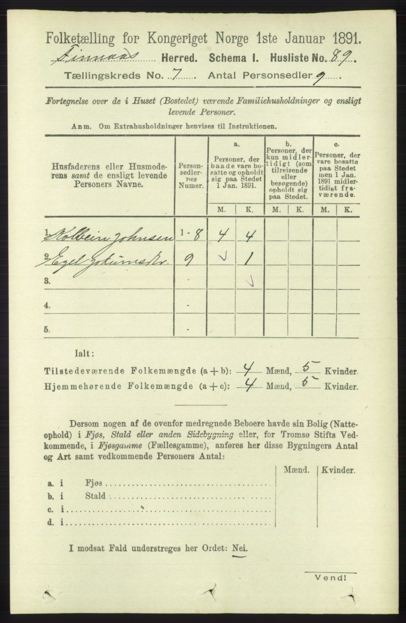 RA, 1891 census for 1218 Finnås, 1891, p. 2628