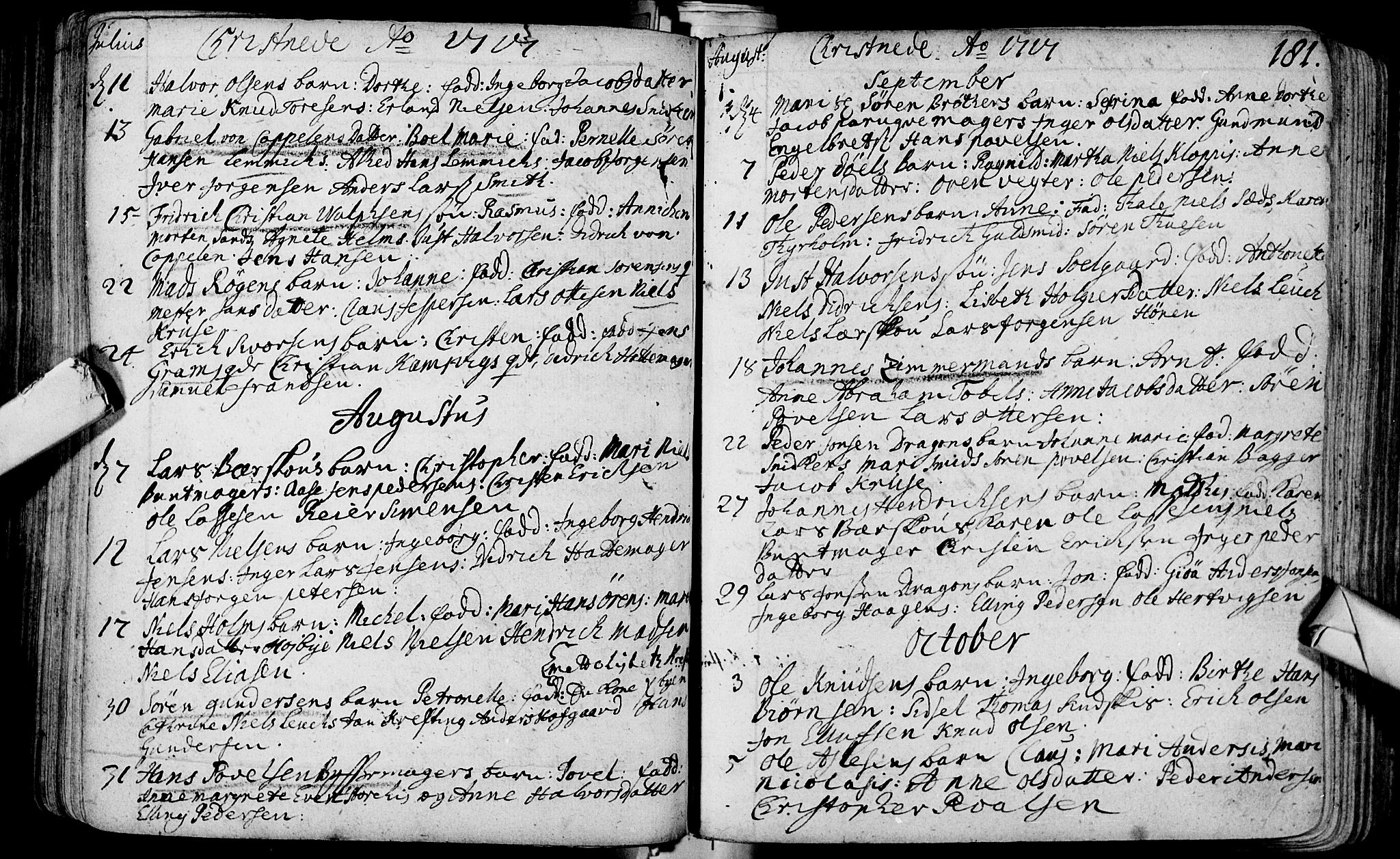 Bragernes kirkebøker, SAKO/A-6/F/Fa/L0003: Parish register (official) no. I 3, 1706-1734, p. 181