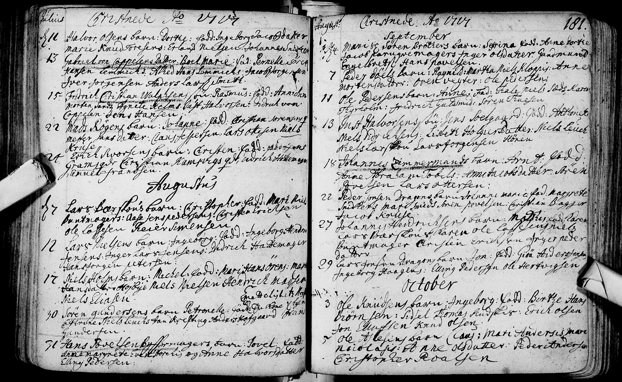 Bragernes kirkebøker, AV/SAKO-A-6/F/Fa/L0003: Parish register (official) no. I 3, 1706-1734, p. 181