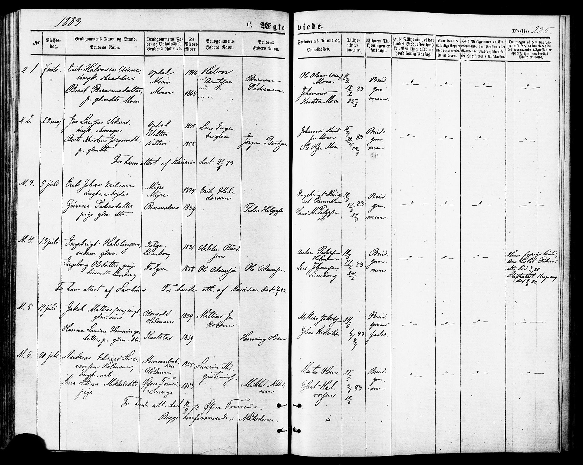 Målselv sokneprestembete, AV/SATØ-S-1311/G/Ga/Gaa/L0005kirke: Parish register (official) no. 5, 1872-1884, p. 225