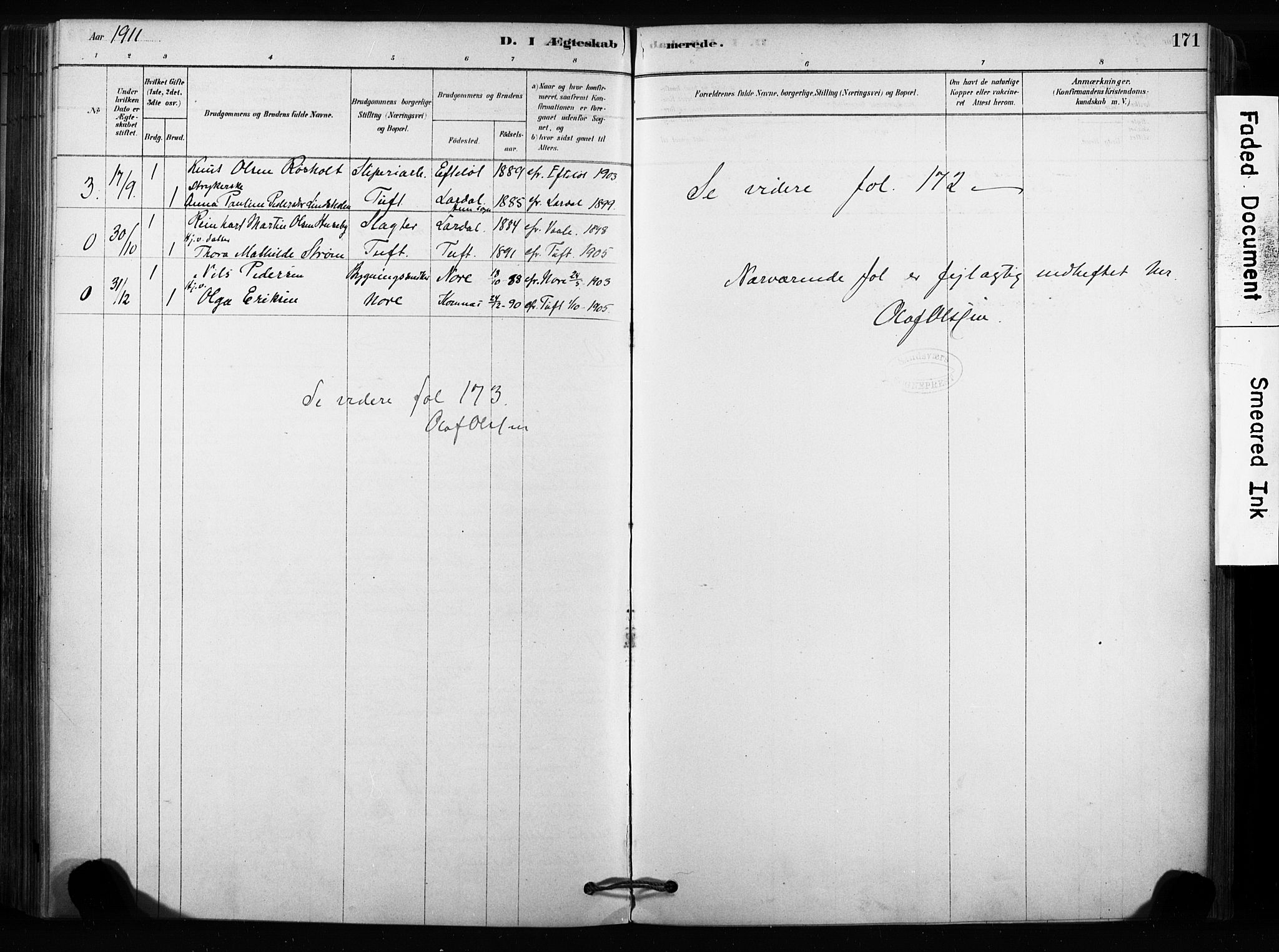 Sandsvær kirkebøker, SAKO/A-244/F/Fc/L0001: Parish register (official) no. III 1, 1878-1923, p. 171
