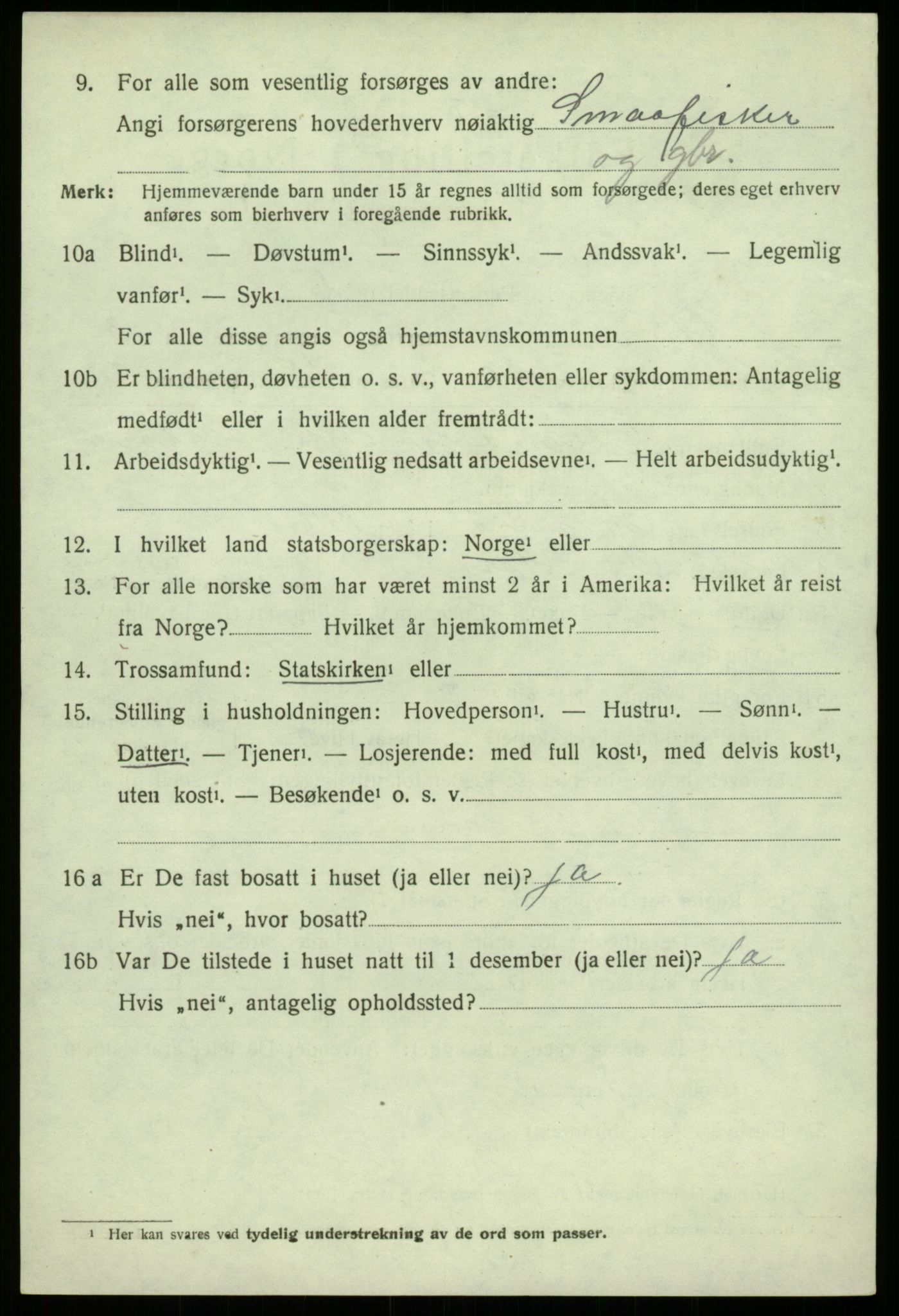 SAB, 1920 census for Os, 1920, p. 2943