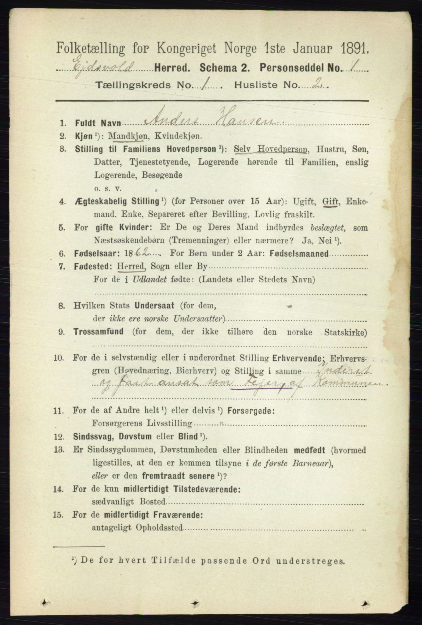 RA, 1891 census for 0237 Eidsvoll, 1891, p. 201