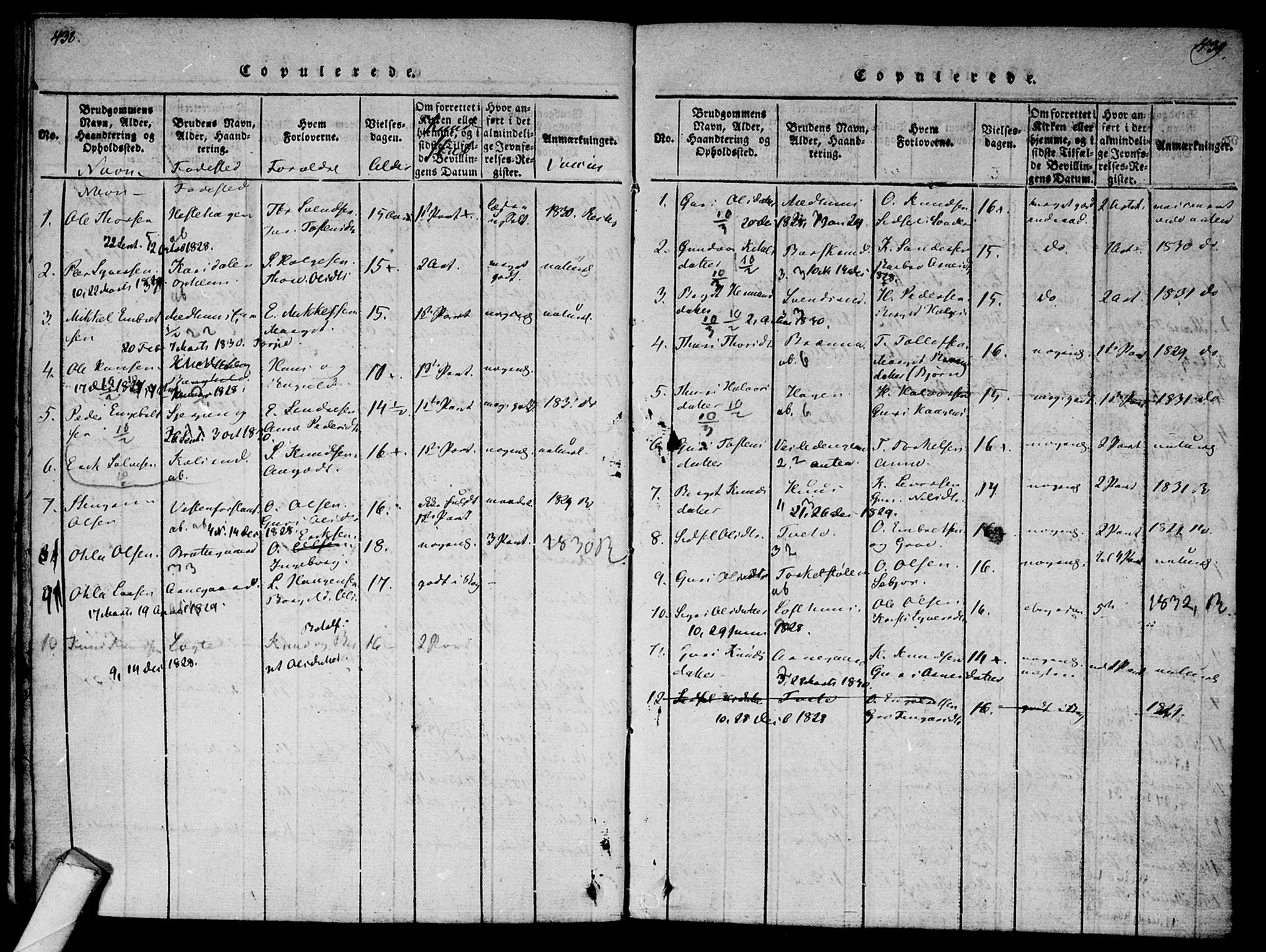 Ål kirkebøker, AV/SAKO-A-249/F/Fa/L0004: Parish register (official) no. I 4, 1815-1825, p. 438-439