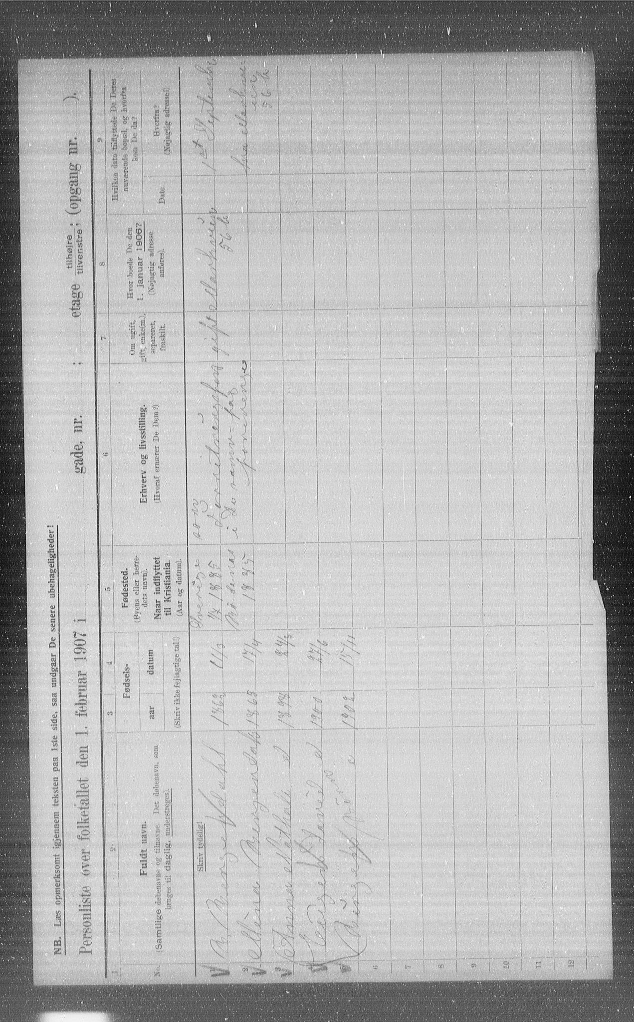 OBA, Municipal Census 1907 for Kristiania, 1907, p. 65386