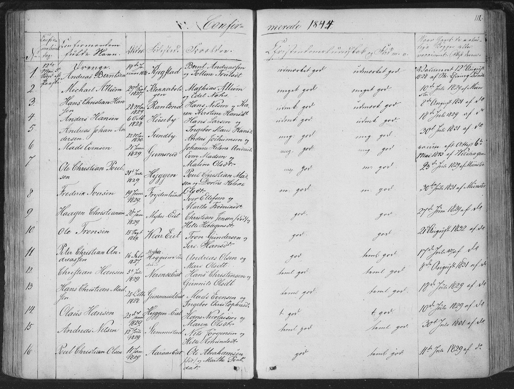 Røyken kirkebøker, AV/SAKO-A-241/F/Fa/L0005: Parish register (official) no. 5, 1833-1856, p. 111