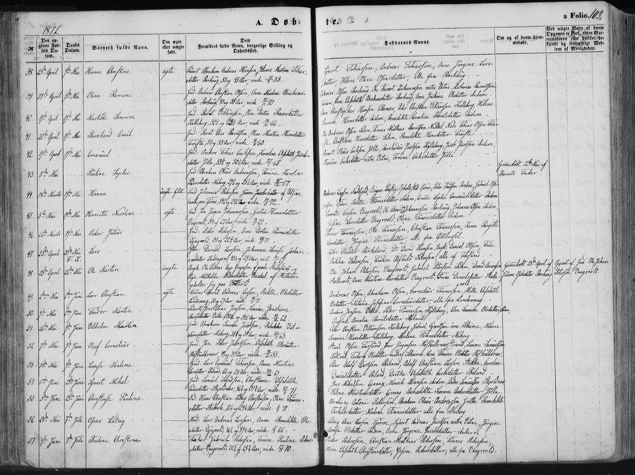 Lista sokneprestkontor, SAK/1111-0027/F/Fa/L0011: Parish register (official) no. A 11, 1861-1878, p. 103