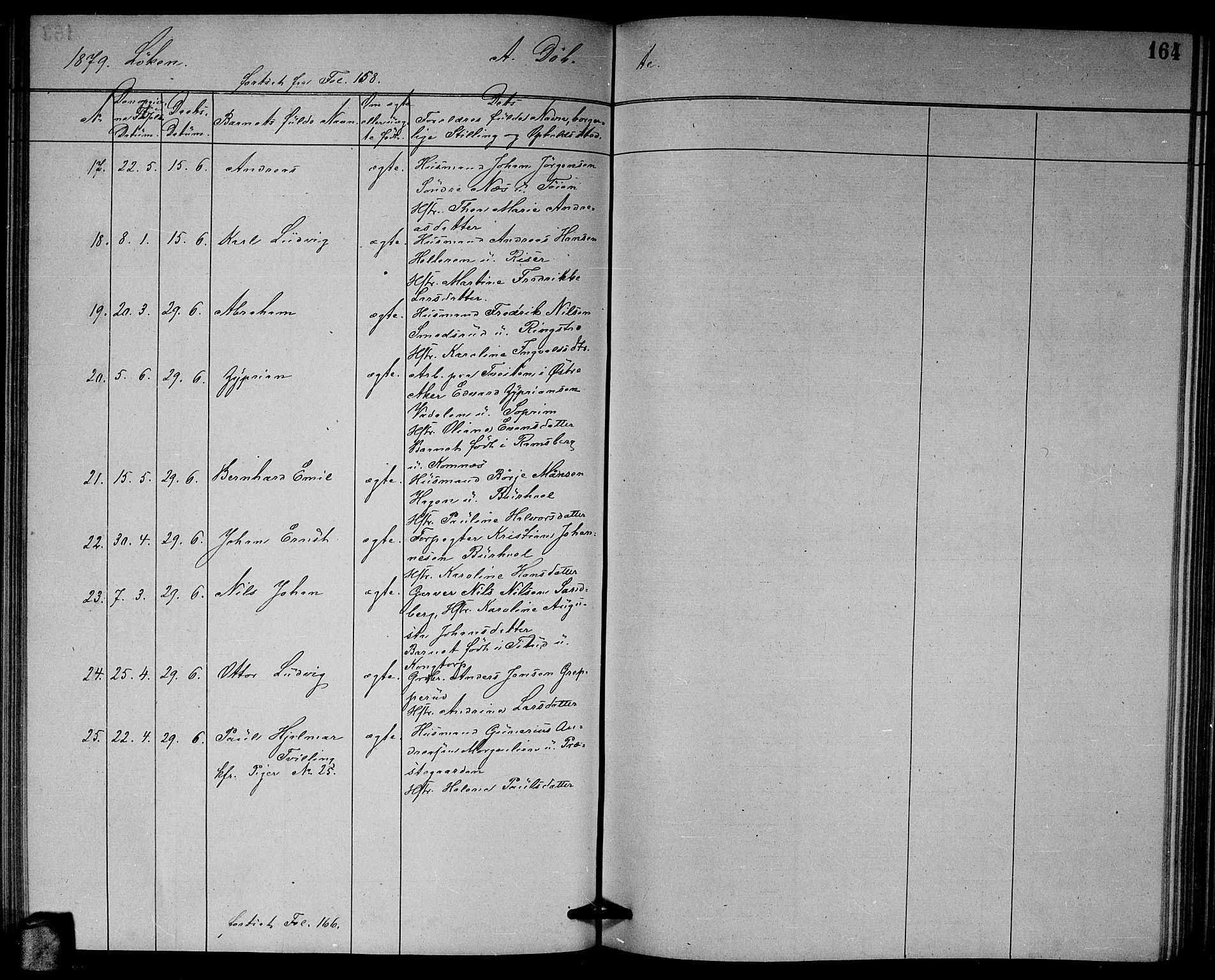 Høland prestekontor Kirkebøker, AV/SAO-A-10346a/G/Ga/L0006: Parish register (copy) no. I 6, 1869-1879, p. 164