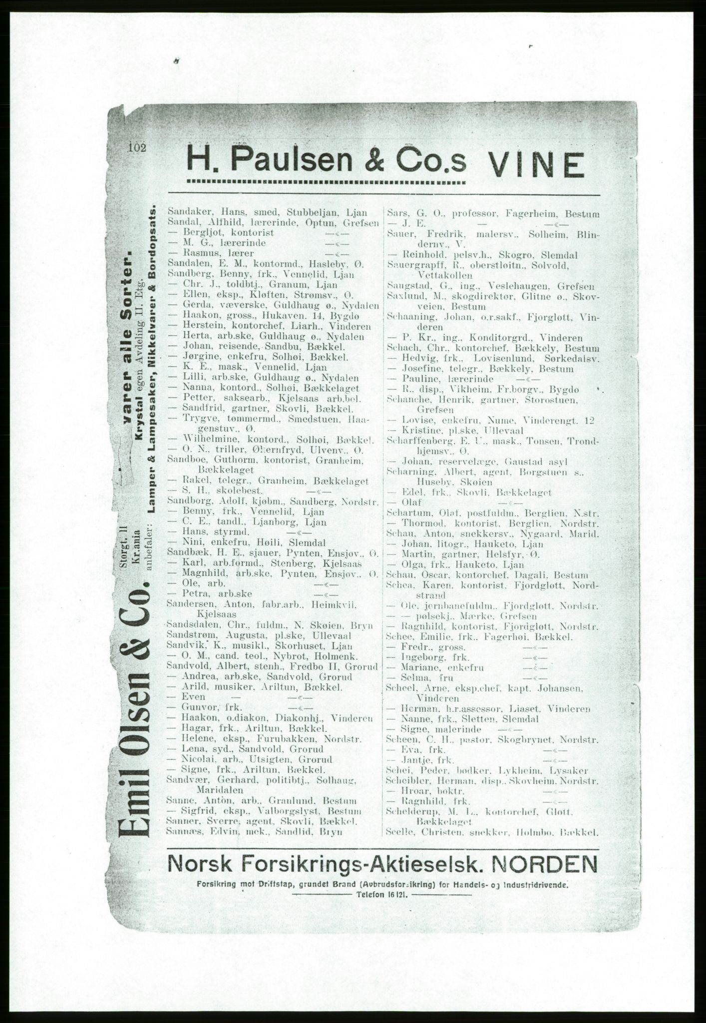 Aker adressebok/adressekalender, PUBL/001/A/001: Akers adressebok, 1916-1917, p. 102