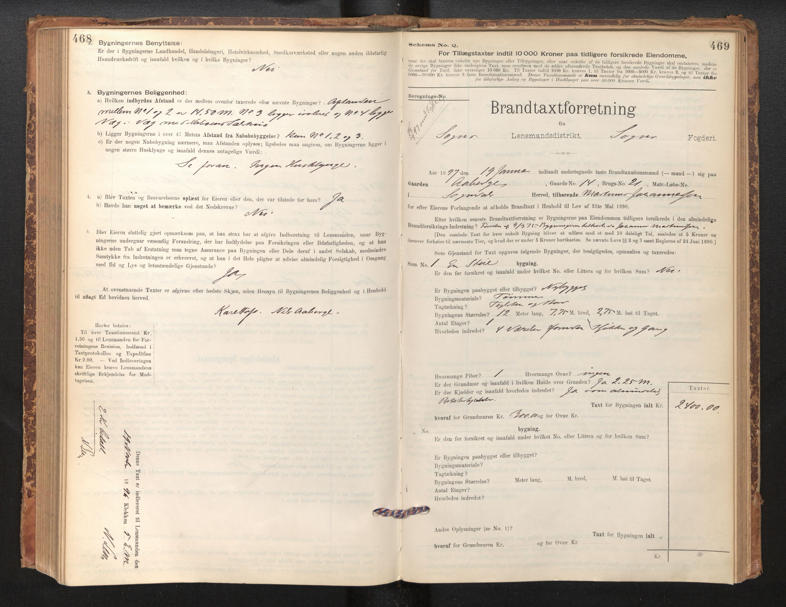 Lensmannen i Sogndal, SAB/A-29901/0012/L0008: Branntakstprotokoll, skjematakst, 1895-1906, p. 468-469