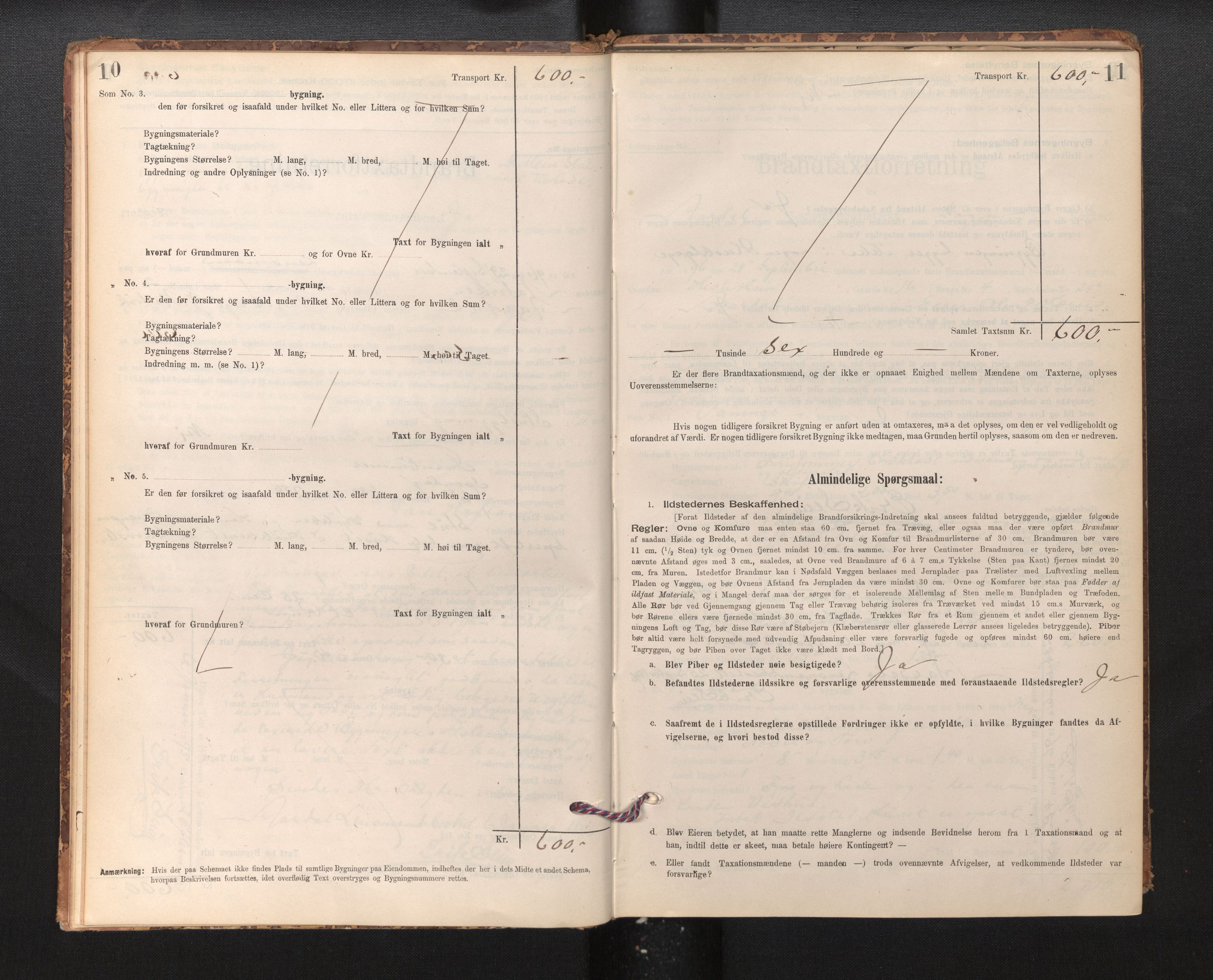 Lensmannen i Årdal, AV/SAB-A-30501/0012/L0008: Branntakstprotokoll, skjematakst, 1895-1915, p. 10-11