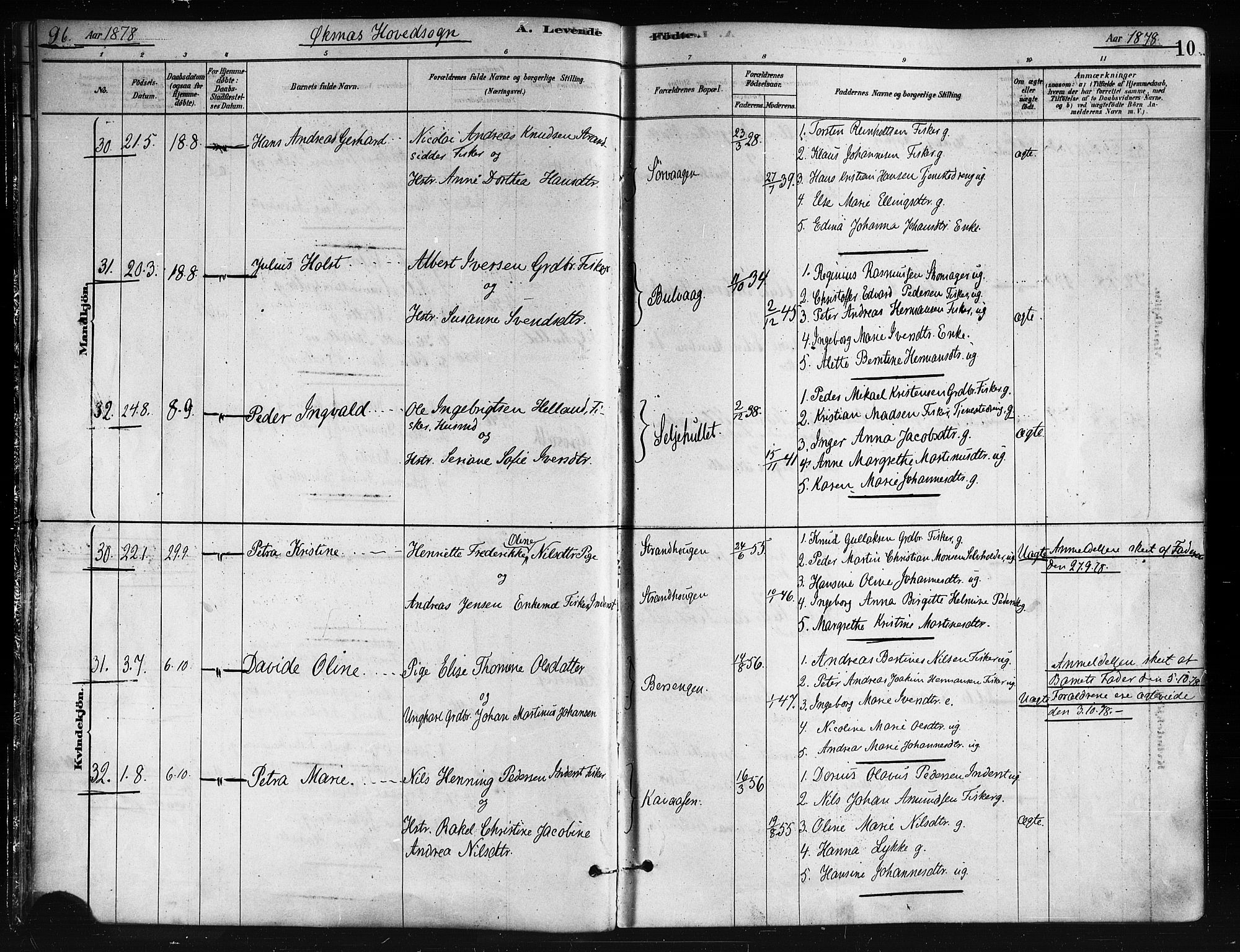 Ministerialprotokoller, klokkerbøker og fødselsregistre - Nordland, AV/SAT-A-1459/893/L1335: Parish register (official) no. 893A08 /1, 1878-1884, p. 10