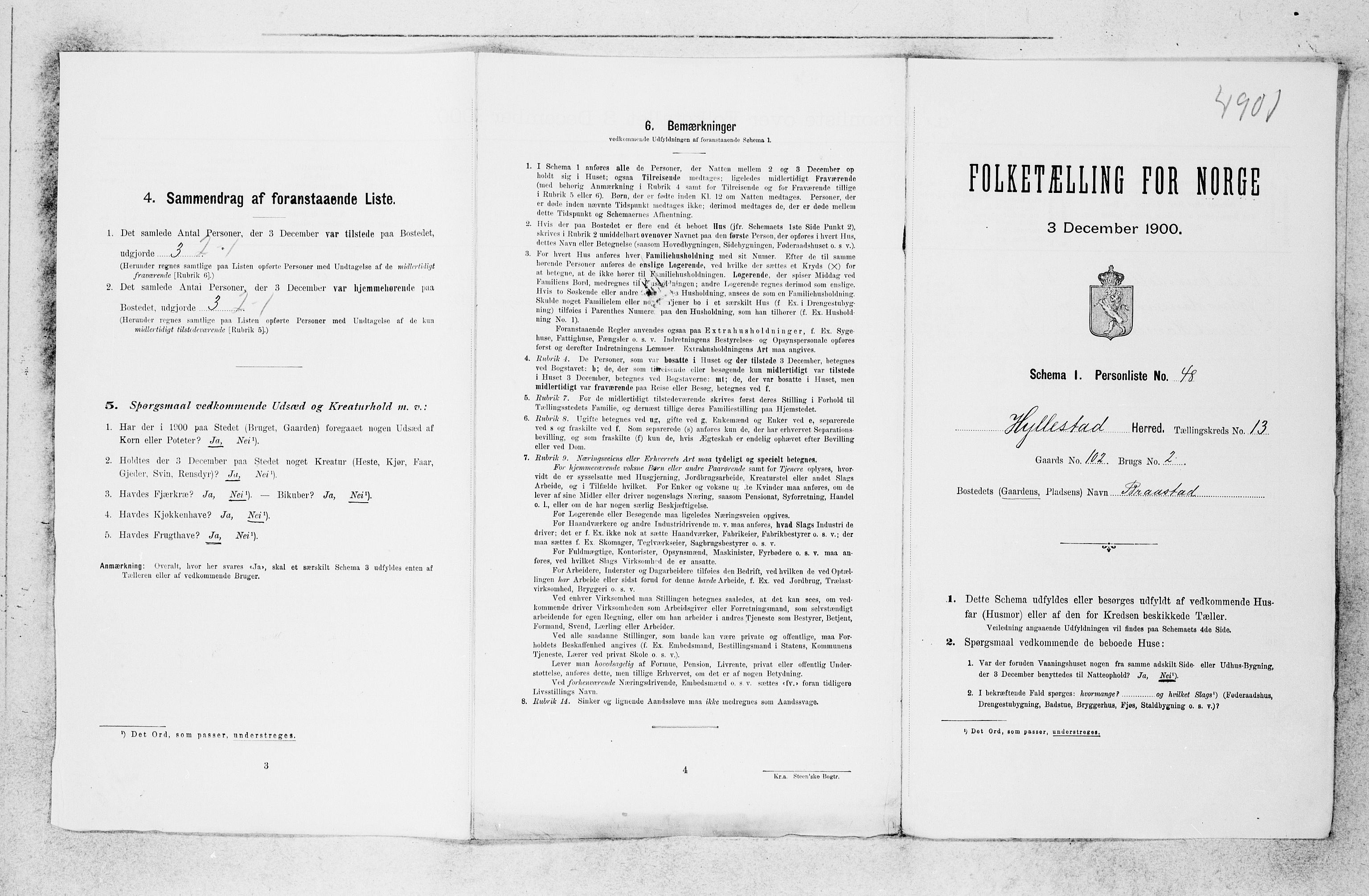 SAB, 1900 census for Hyllestad, 1900, p. 822