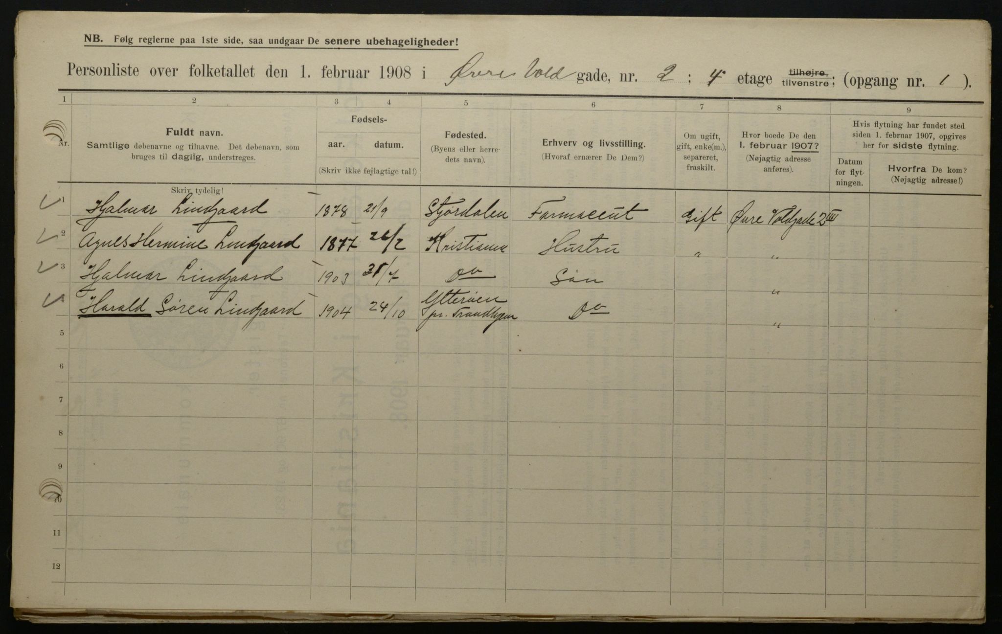 OBA, Municipal Census 1908 for Kristiania, 1908, p. 116804