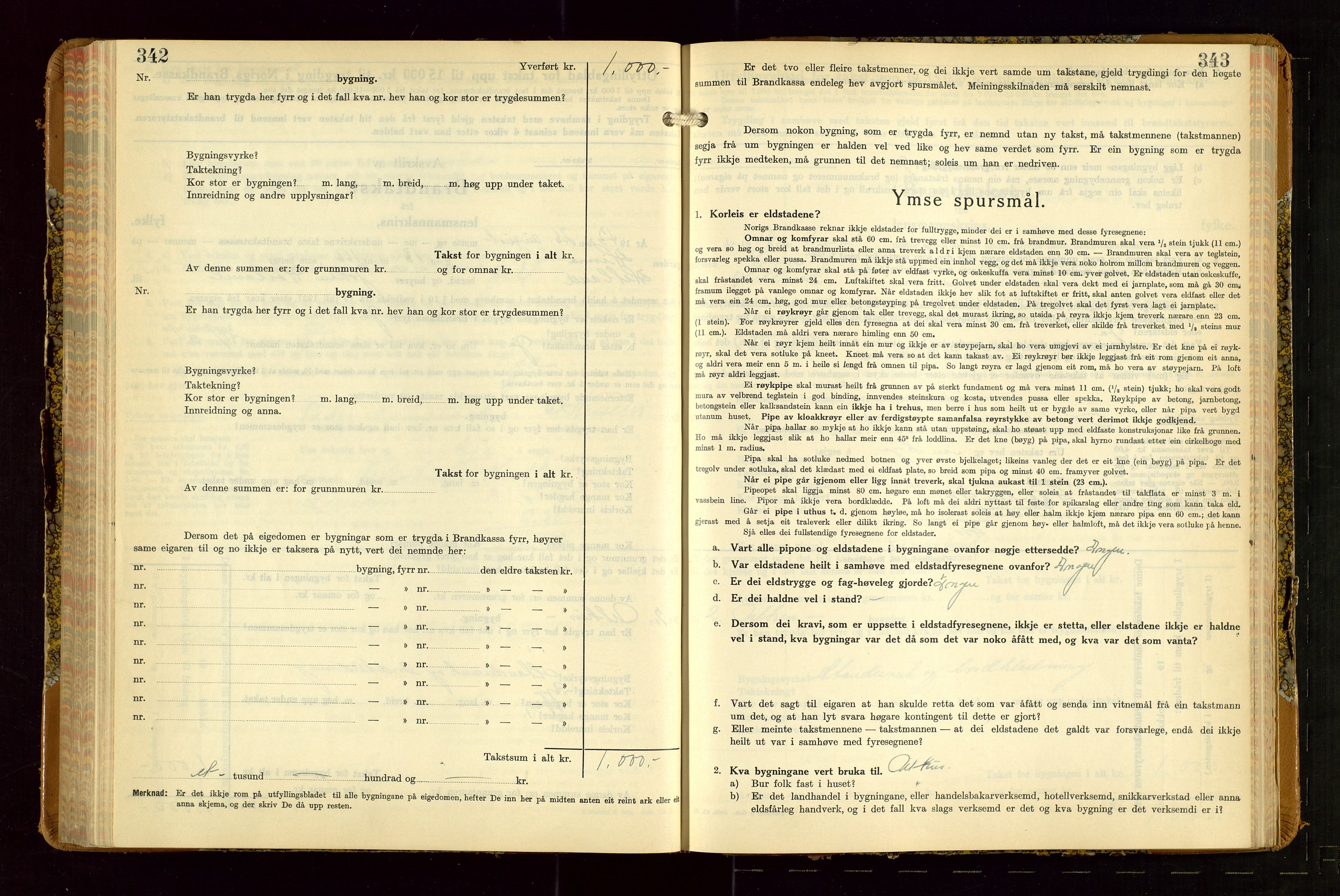 Hetland lensmannskontor, SAST/A-100101/Gob/L0007: "Brandtakstbok", 1939-1949, p. 342-343