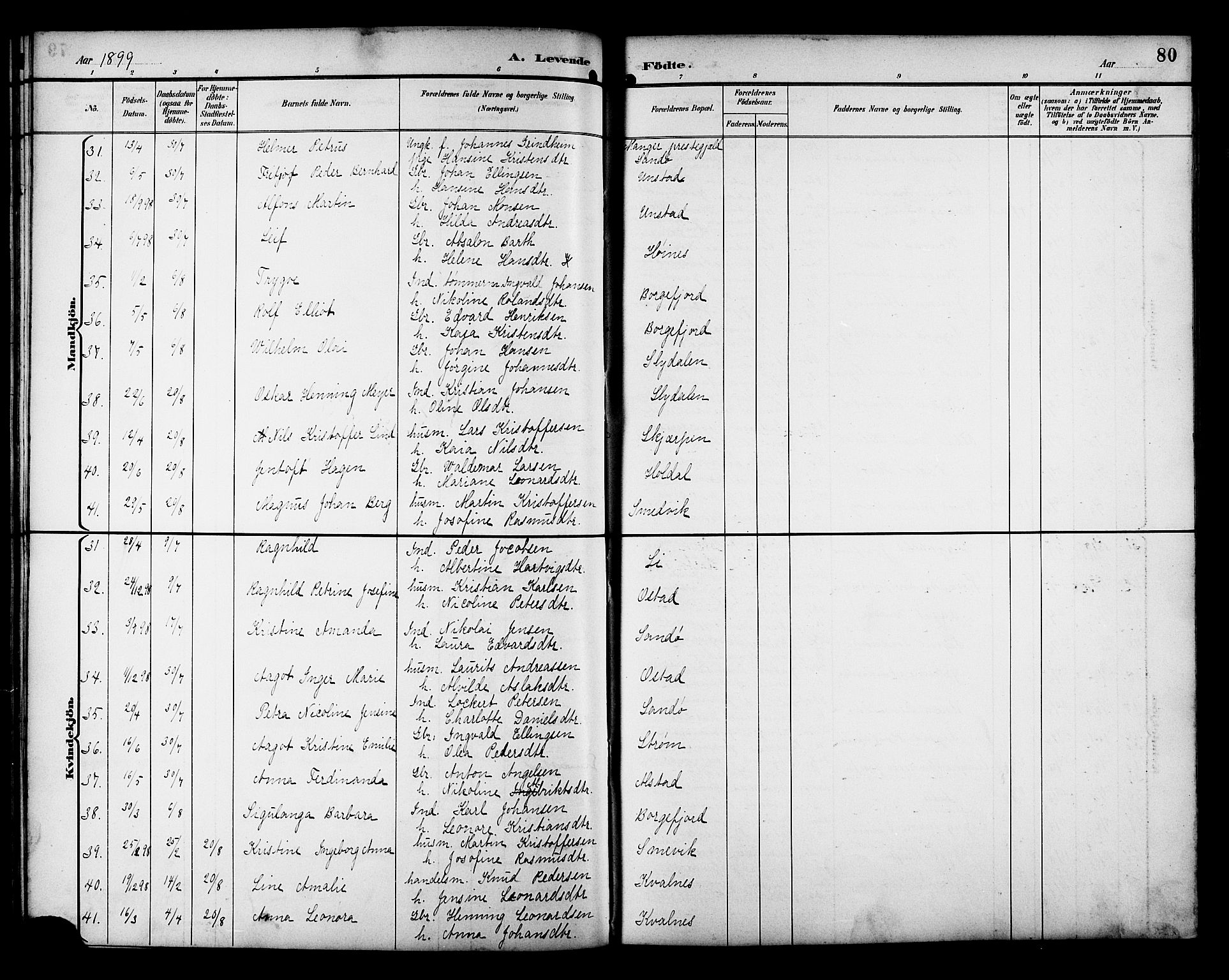 Ministerialprotokoller, klokkerbøker og fødselsregistre - Nordland, AV/SAT-A-1459/880/L1141: Parish register (copy) no. 880C03, 1893-1928, p. 80