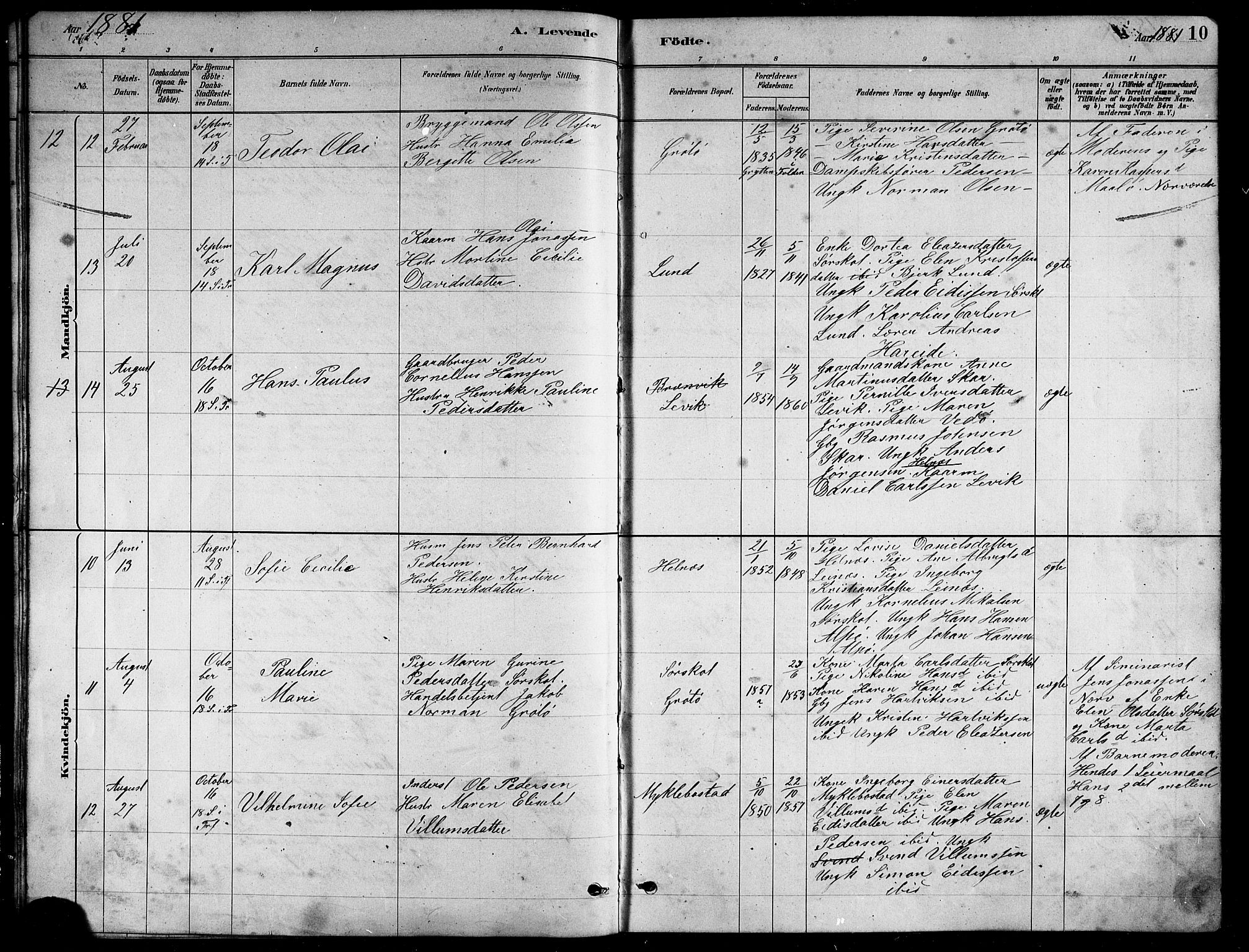 Ministerialprotokoller, klokkerbøker og fødselsregistre - Nordland, AV/SAT-A-1459/857/L0828: Parish register (copy) no. 857C03, 1879-1908, p. 10