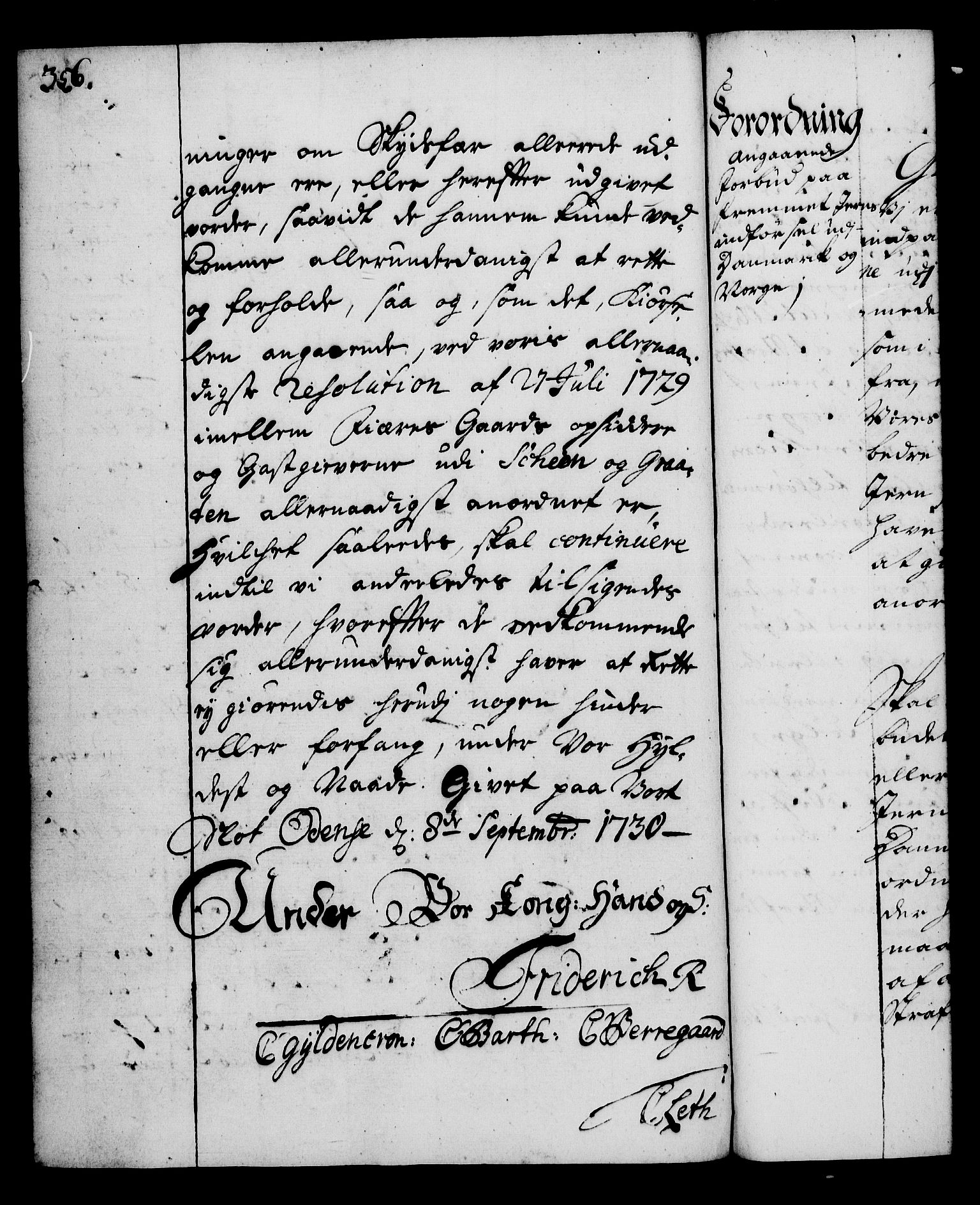 Rentekammeret, Kammerkanselliet, RA/EA-3111/G/Gg/Gga/L0003: Norsk ekspedisjonsprotokoll med register (merket RK 53.3), 1727-1734, p. 356