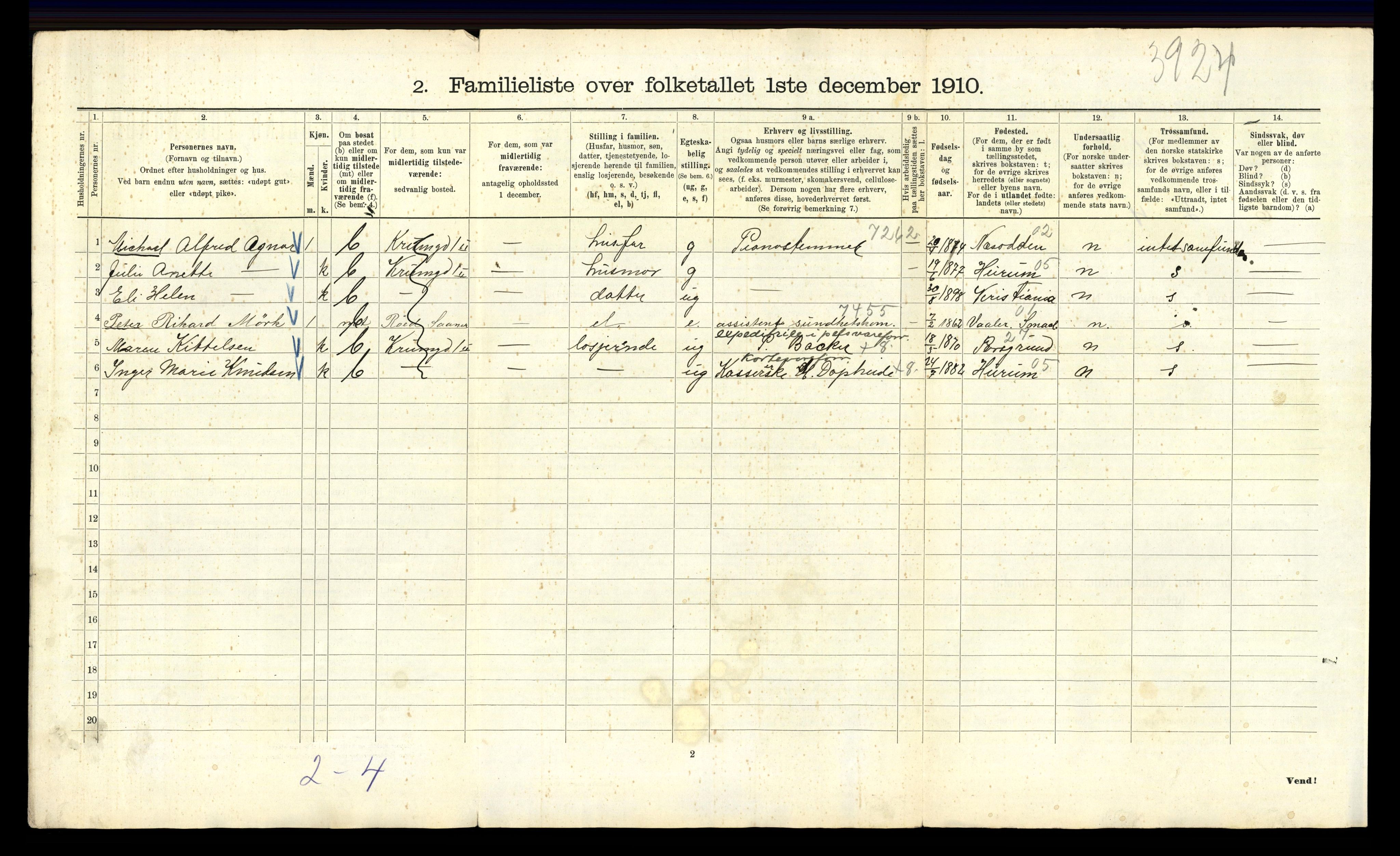 RA, 1910 census for Kristiania, 1910, p. 53374