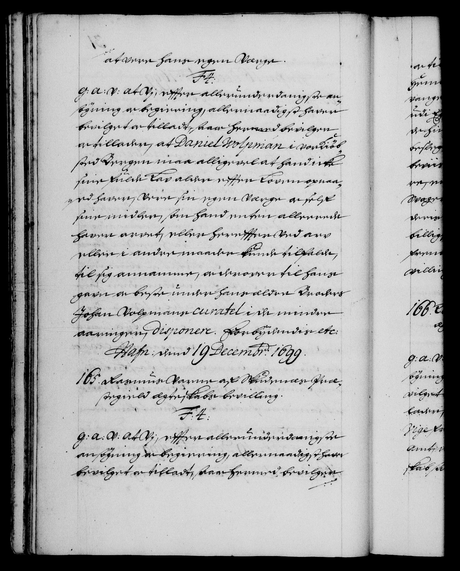 Danske Kanselli 1572-1799, AV/RA-EA-3023/F/Fc/Fca/Fcaa/L0018: Norske registre, 1699-1703, p. 31b