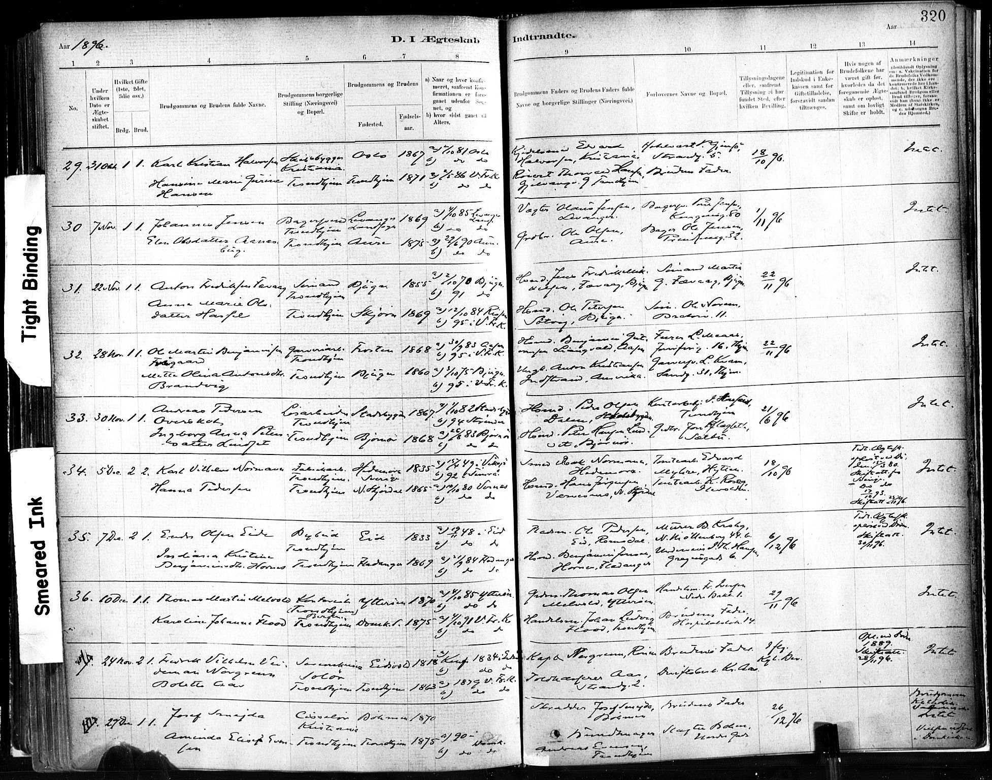Ministerialprotokoller, klokkerbøker og fødselsregistre - Sør-Trøndelag, SAT/A-1456/602/L0119: Parish register (official) no. 602A17, 1880-1901, p. 320