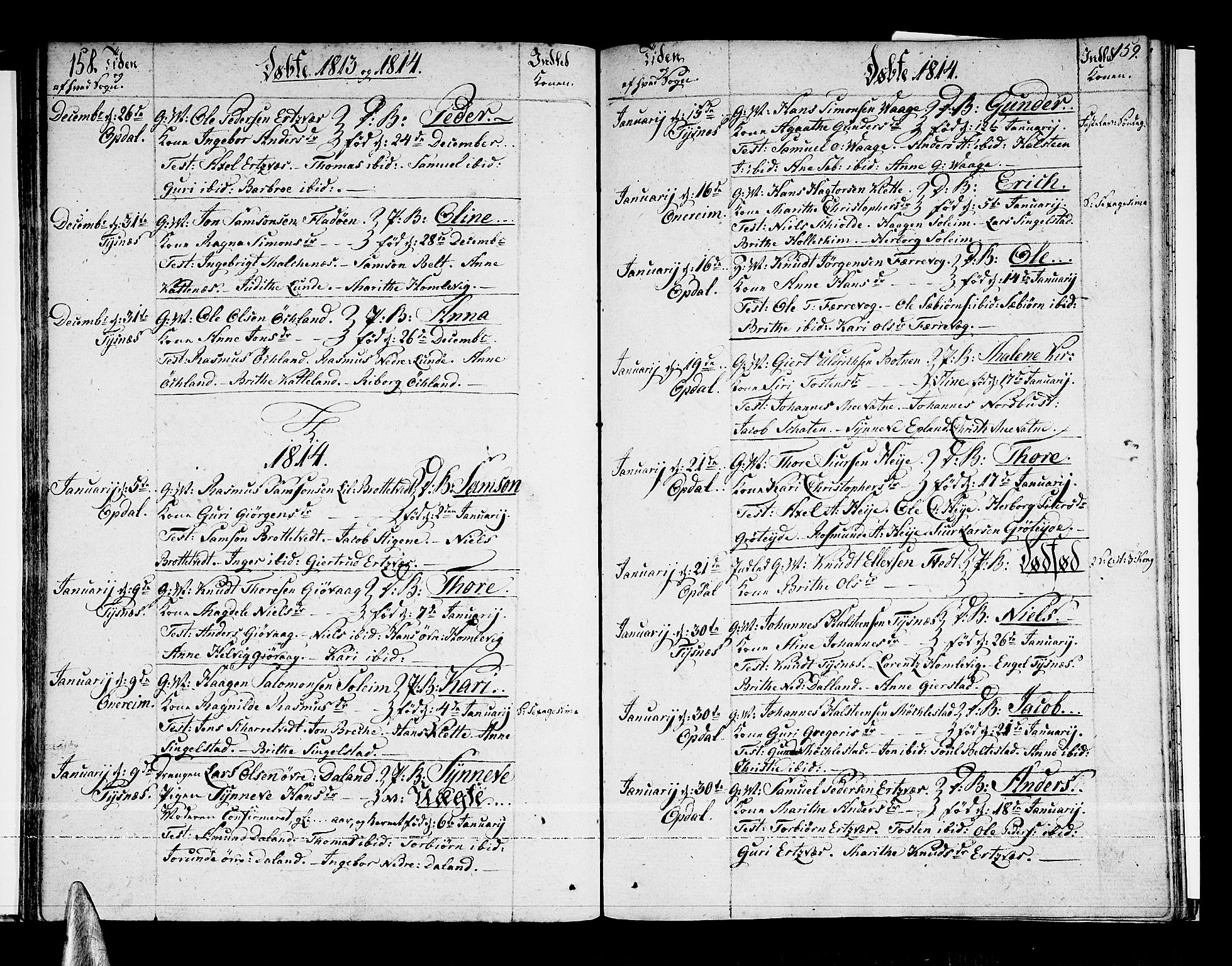 Tysnes sokneprestembete, AV/SAB-A-78601/H/Haa: Parish register (official) no. A 6, 1804-1816, p. 158-159