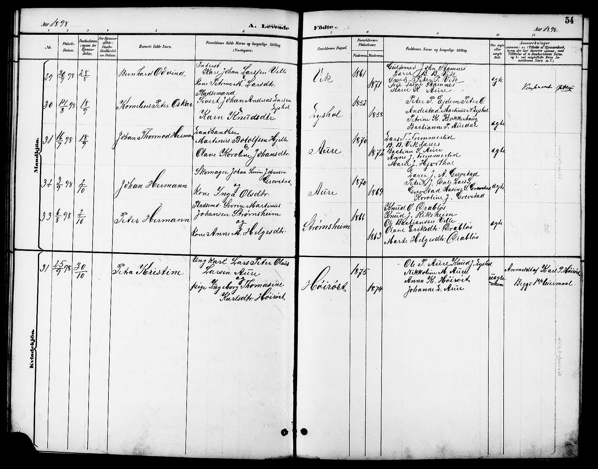 Ministerialprotokoller, klokkerbøker og fødselsregistre - Møre og Romsdal, AV/SAT-A-1454/523/L0340: Parish register (copy) no. 523C03, 1892-1902, p. 54