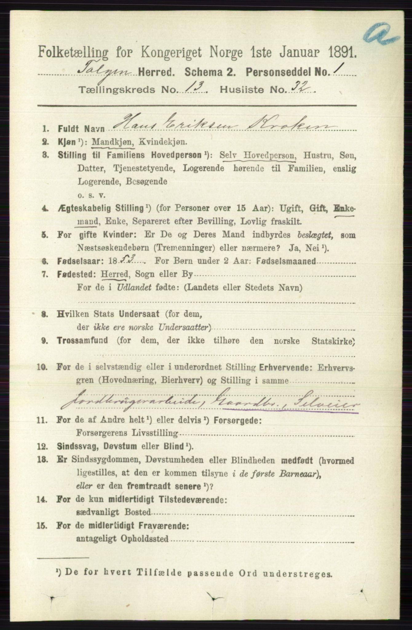 RA, 1891 census for 0436 Tolga, 1891, p. 4071